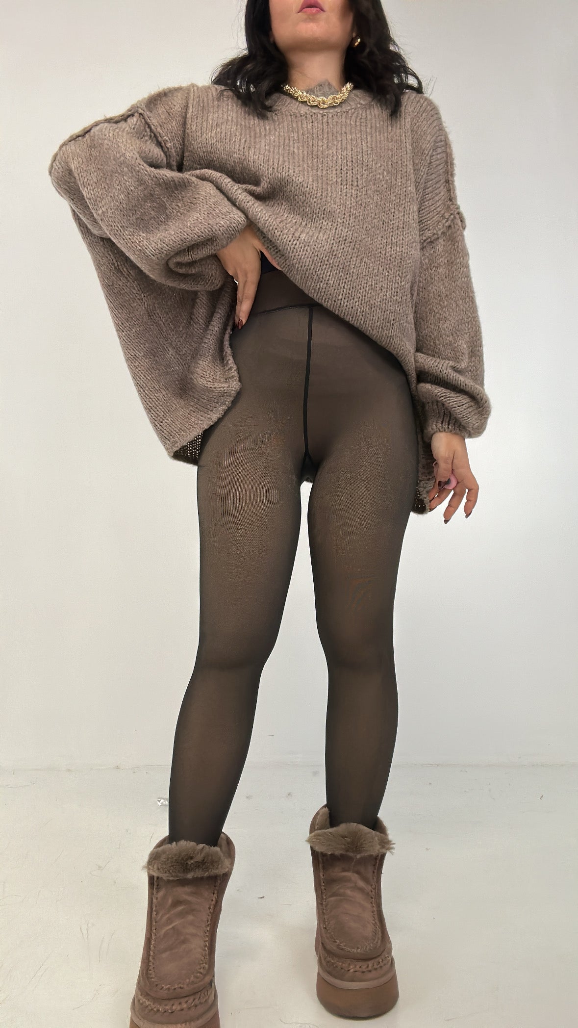 Leggins CALZA EFFETTO NUDE - NERO