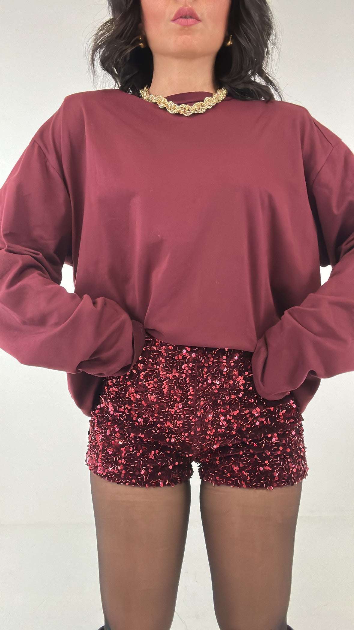 Shorts MICRO-PAILLETTES - BORDEAUX