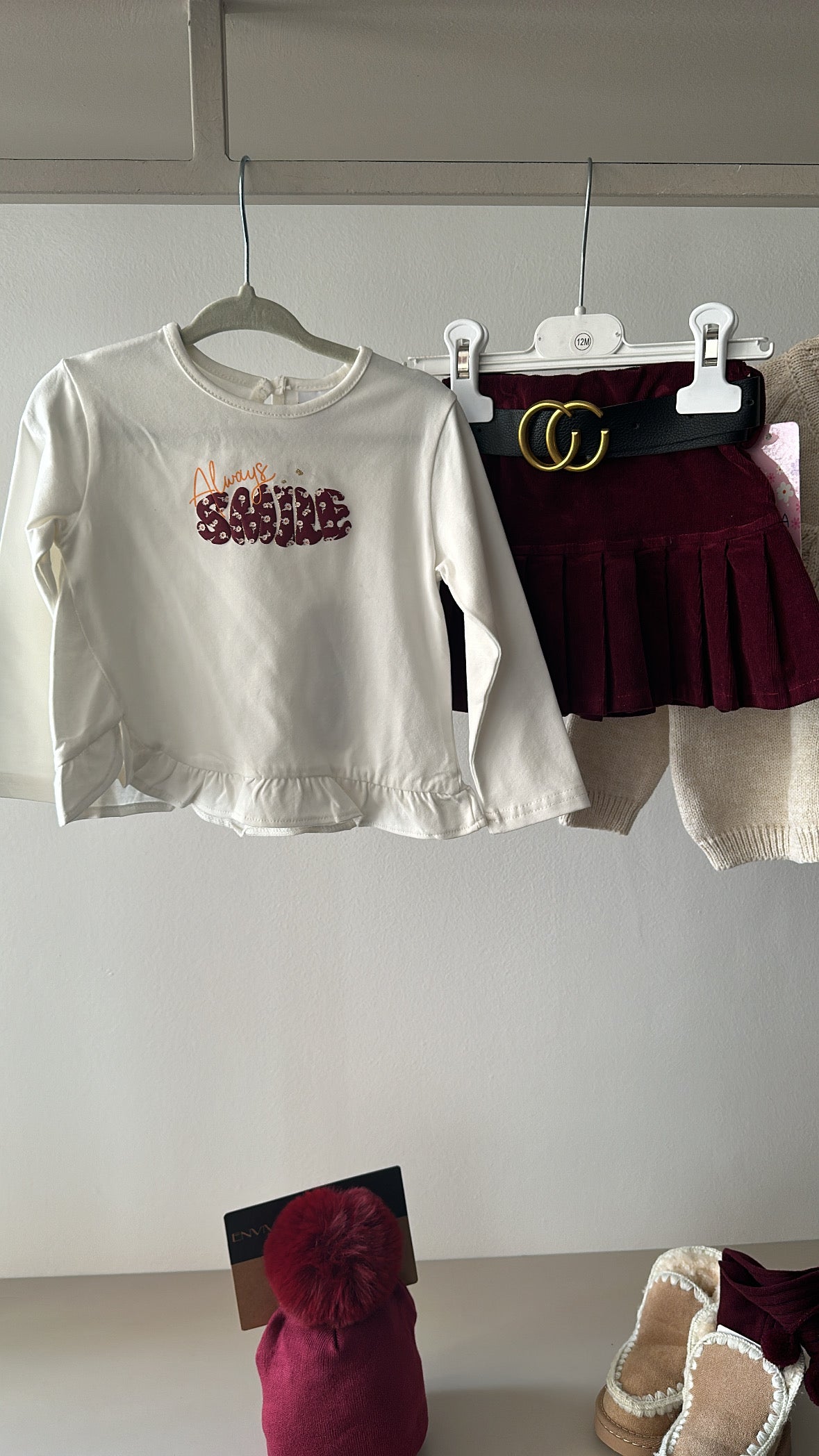 Minigonna VELLUTO PIEGHE 12-36M - BORDEAUX