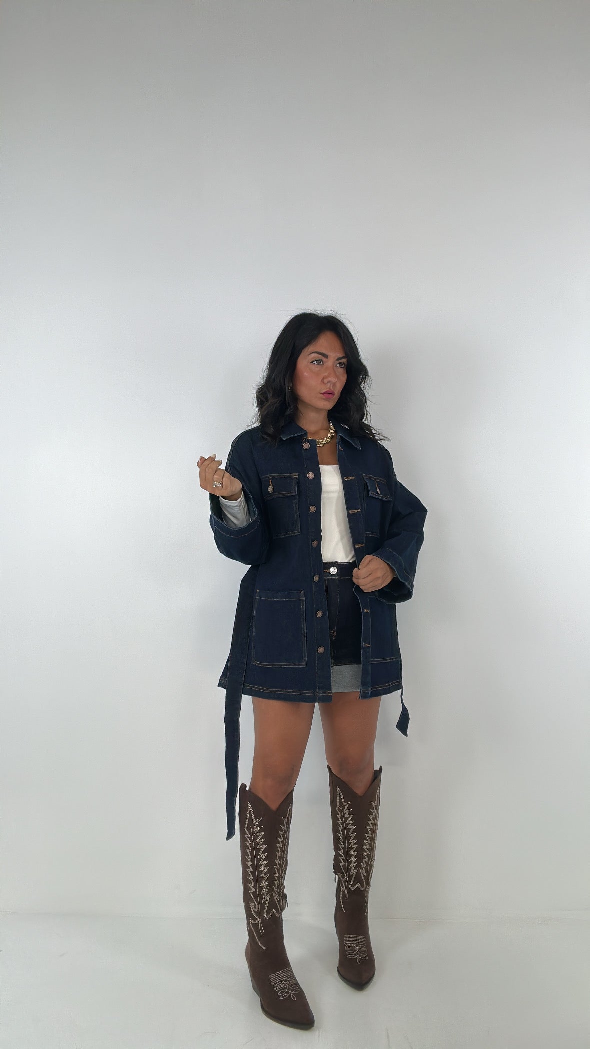 Giubbino CON CINTURA LAV0 - JEANS