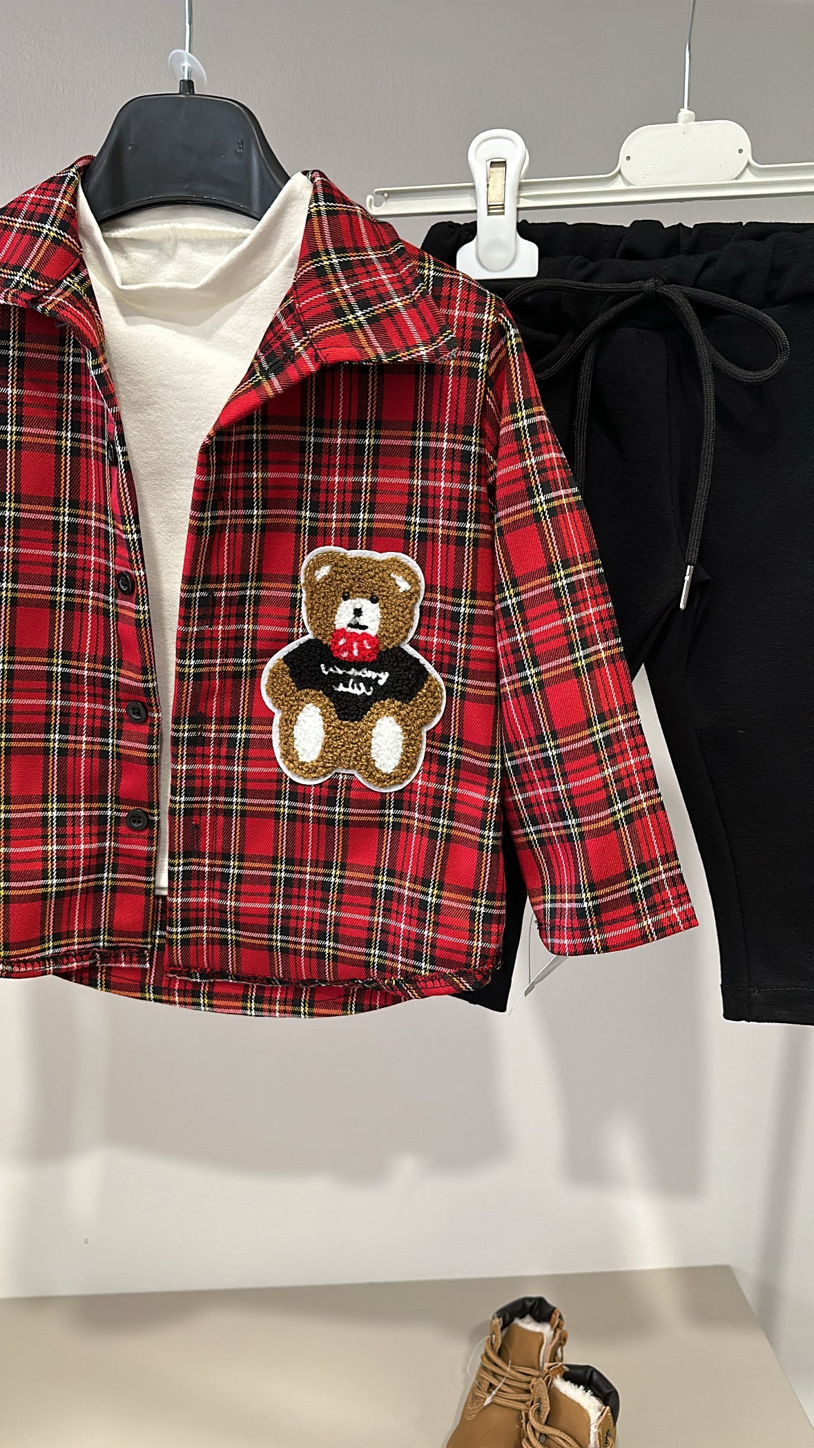 Completo ORSETTO QUADRI 9-36M - ROSSO