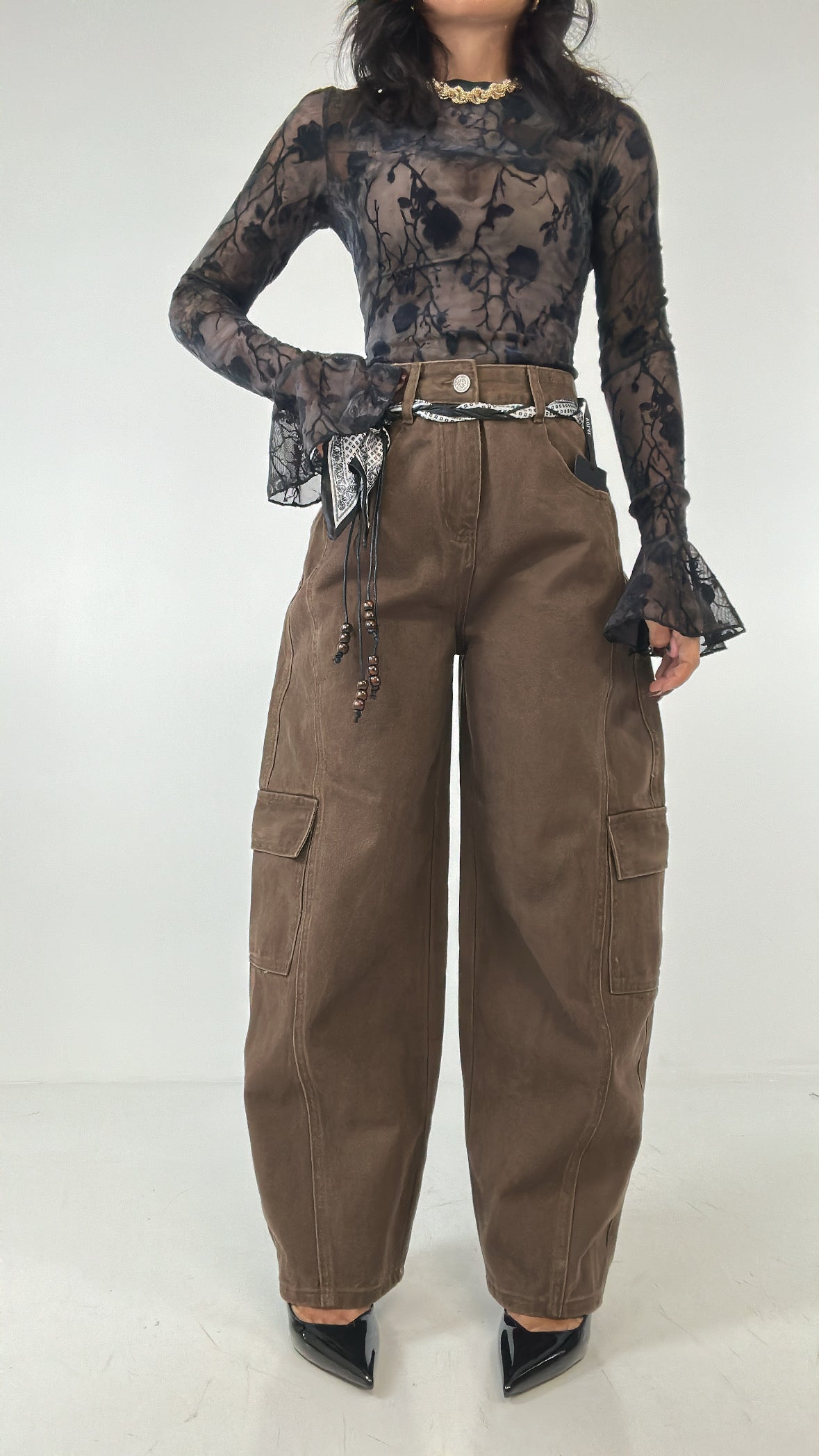 Jeans BALLON CINTURINO - MARRONE