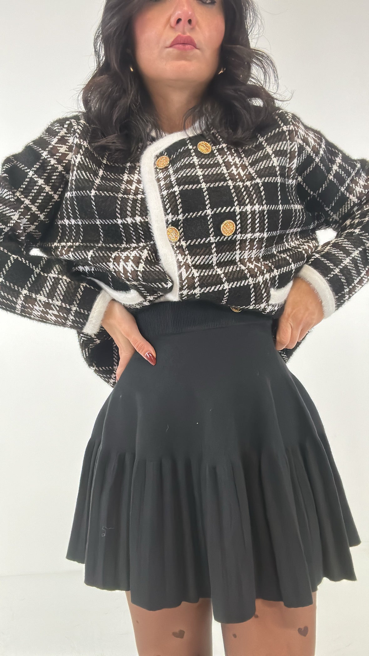 Gonna IN MAGLIA PLISSE' - NERO