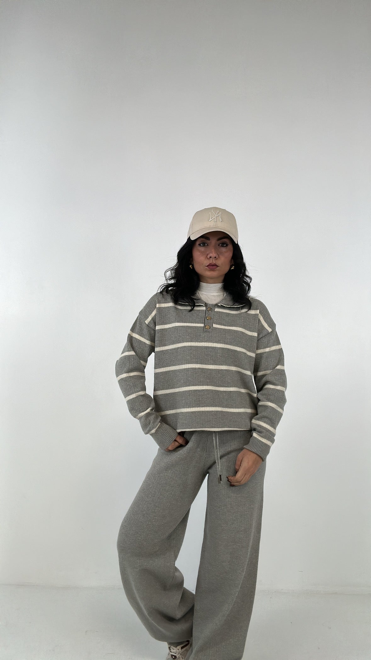 Coordinato CON POLO A RIGHE - GRIGIO