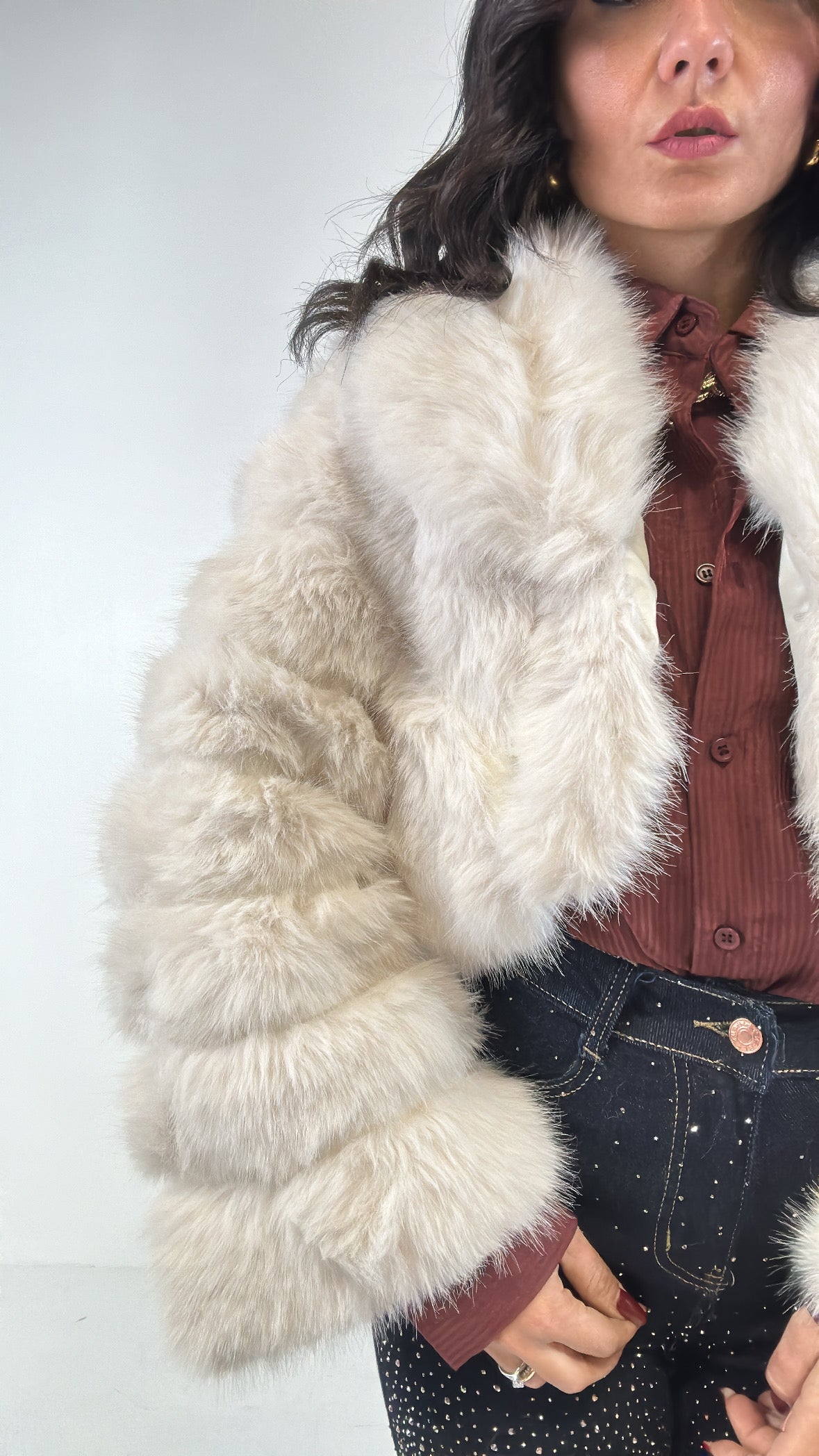 Ecopelliccia CROP TRAPUNTATA - BIANCO