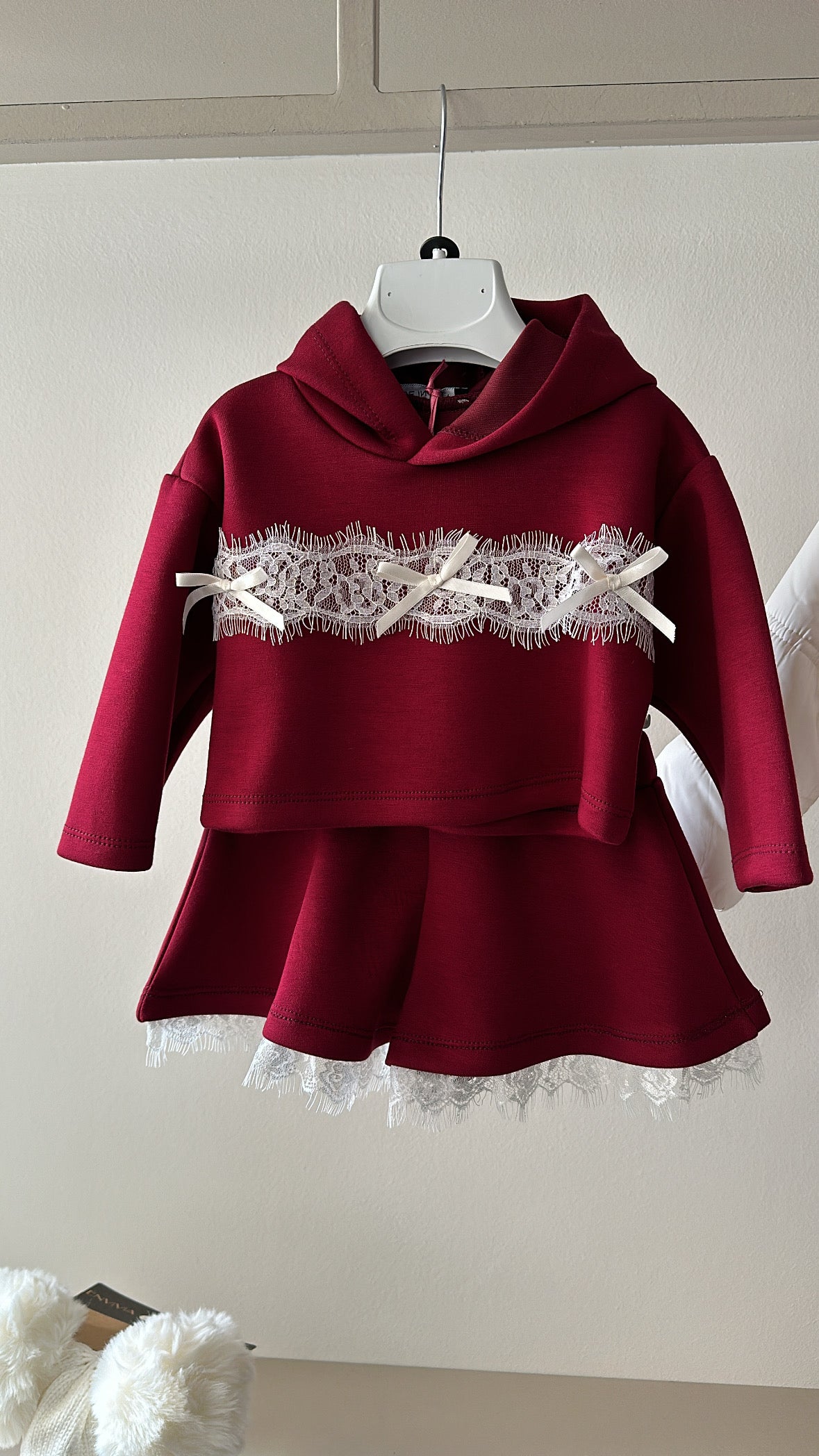 Completo FELPA PIZZO 12-36M - BORDEAUX