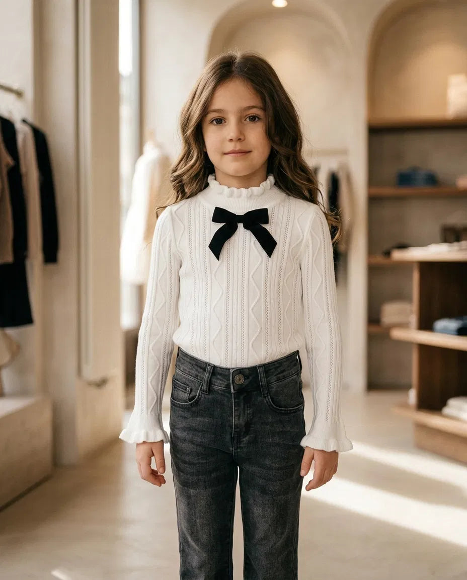 Pull MOON CHIC FIOCCO 4-14A - BIANCO