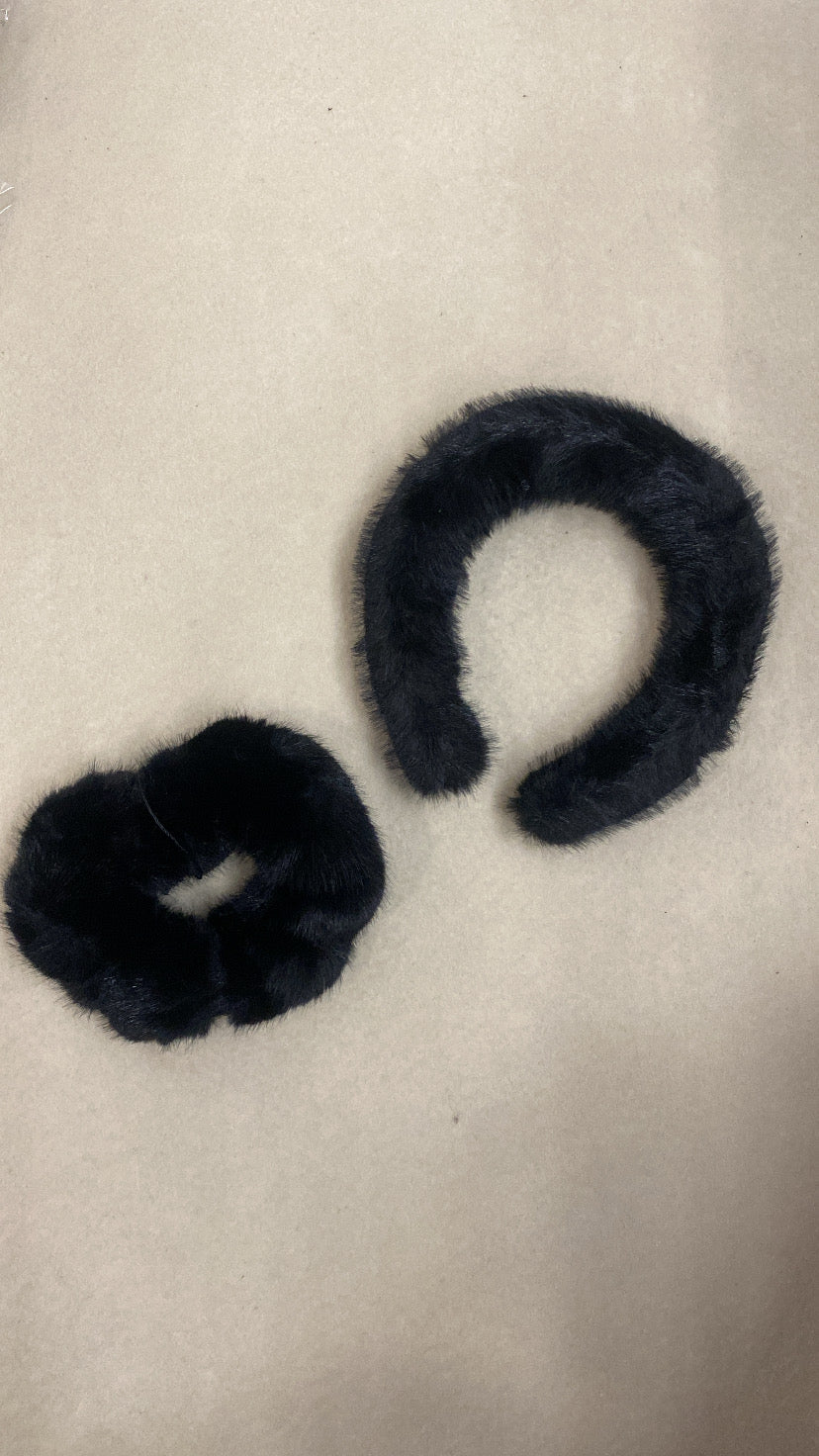 STIRNBAND UND ELASTIK-Set – SCHWARZ