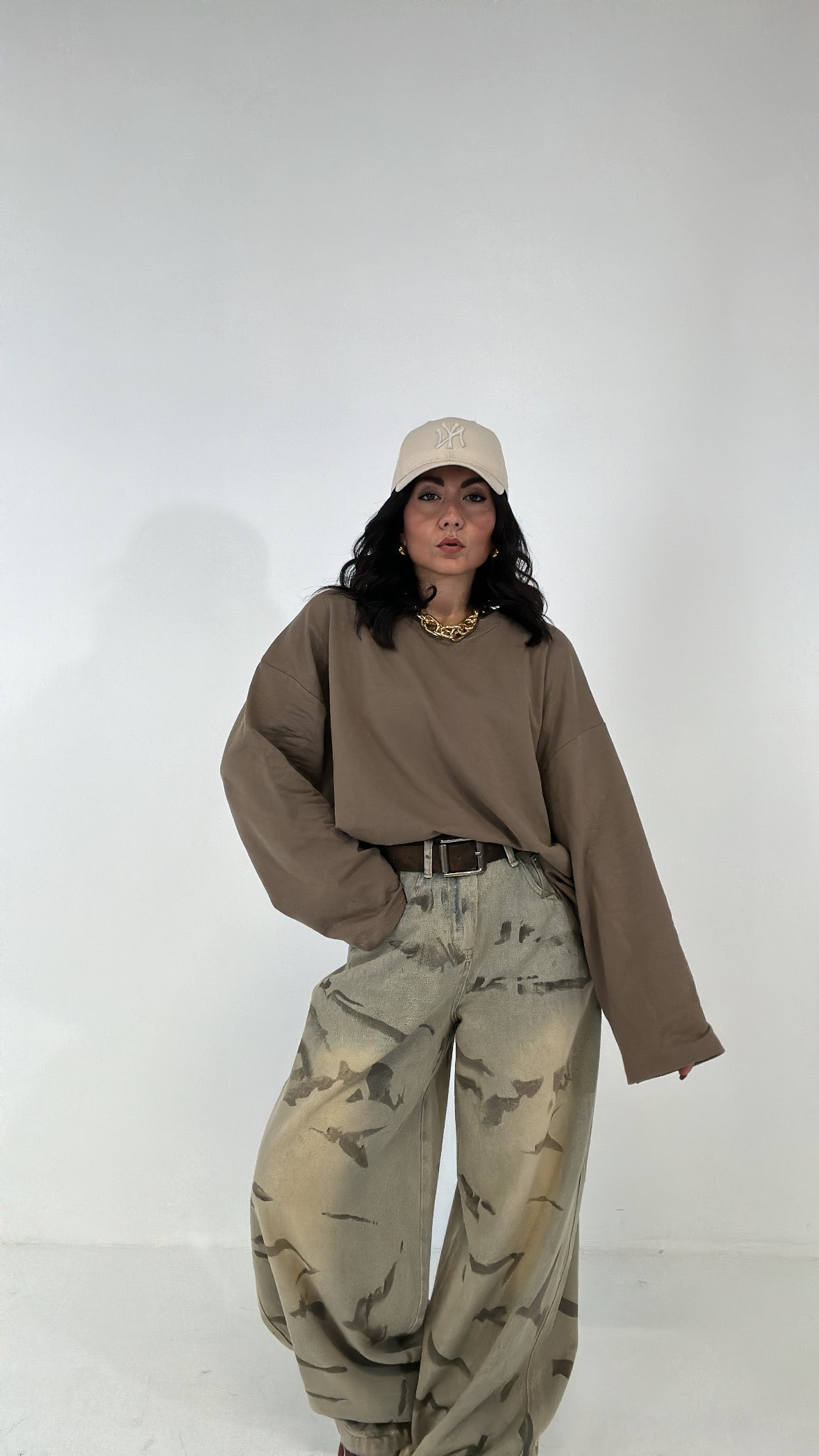 Jeans STRIATO BALLON CON CINTURA - JEANS