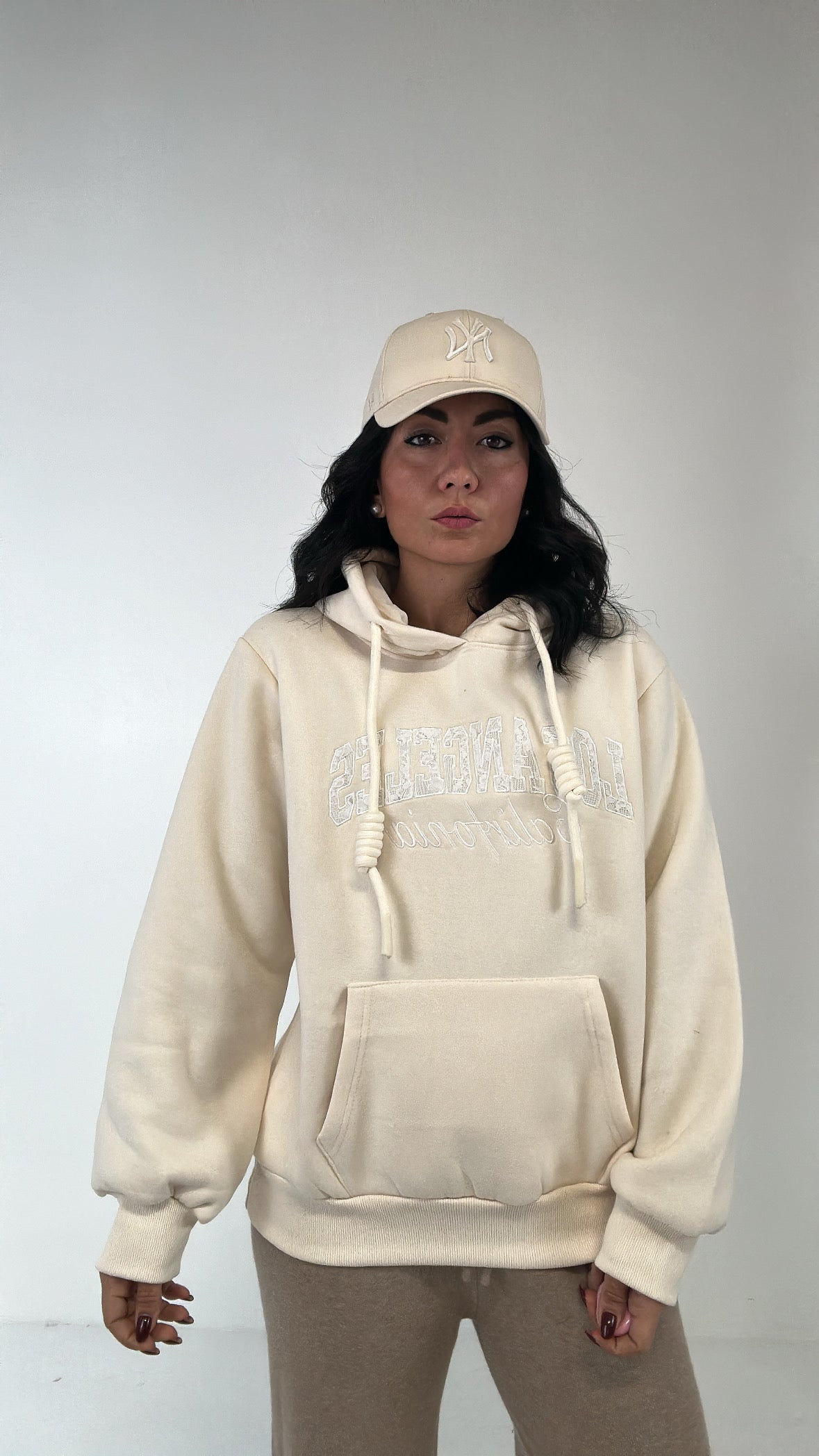 Felpa LOSANGELES PIZZO - PANNA