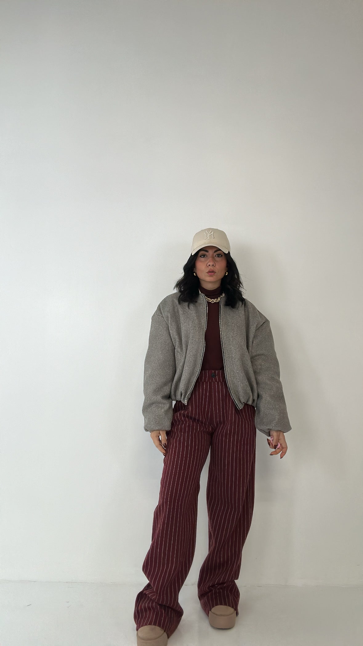 Pantalone IN PANNO GESSATO - BORDEAUX