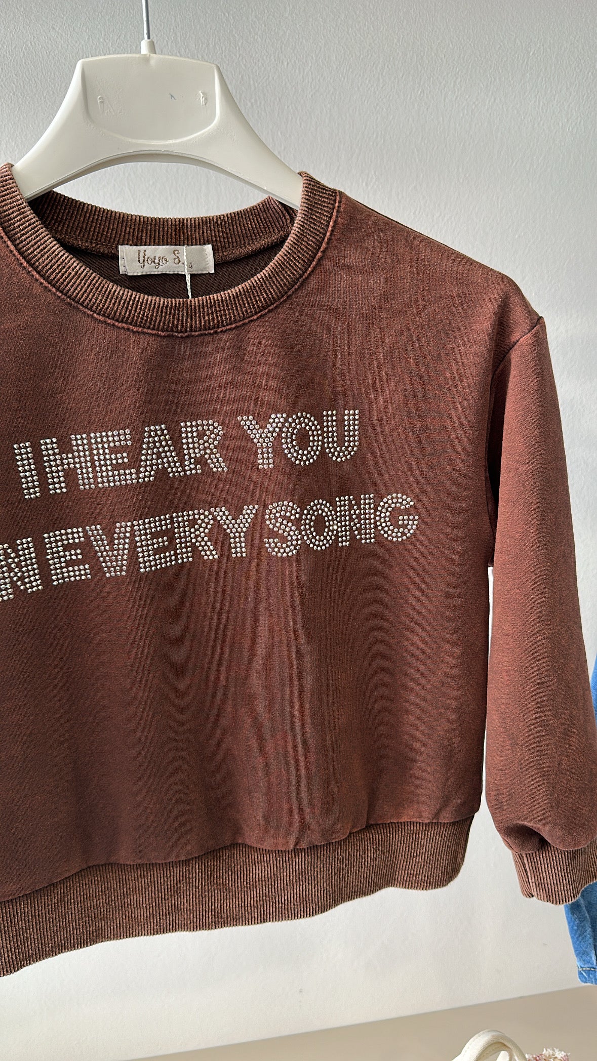 Felpa IHEAR YOU 4-14A - MARRONE