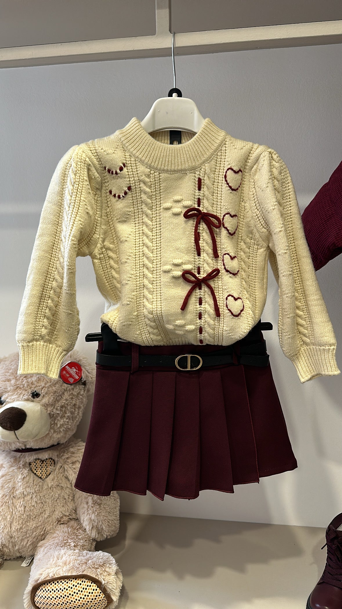 Pull FIOCCHETTI E CUORI - PANNA