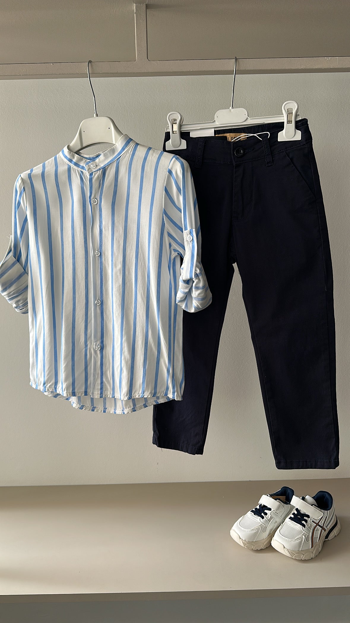 Camicia RIGHE 4-14A - AZZURRO