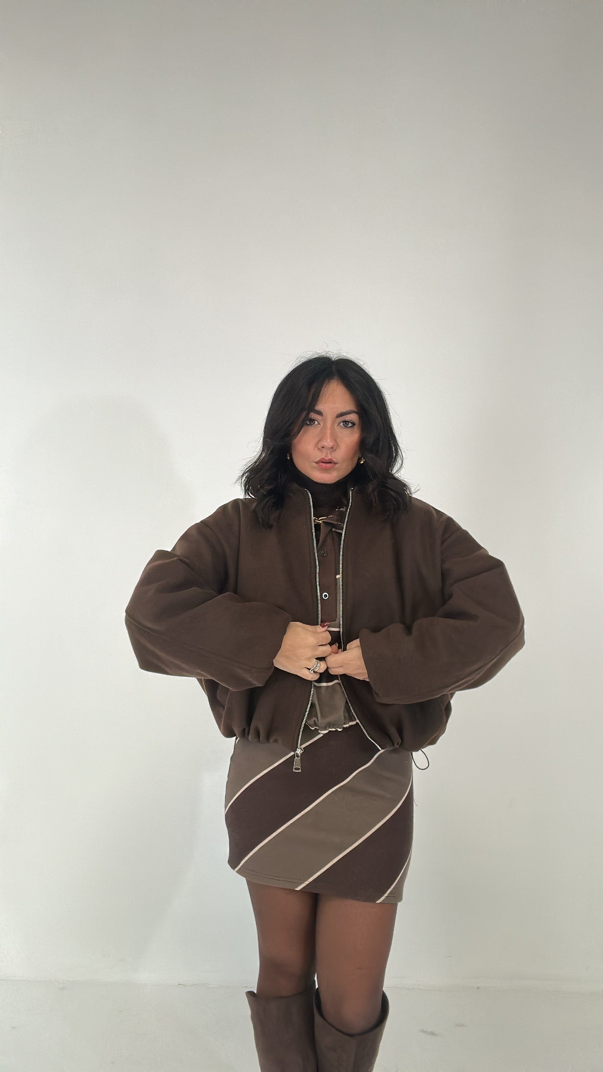 Bomber IN PANNO TRAPUNTATO - MARRONE