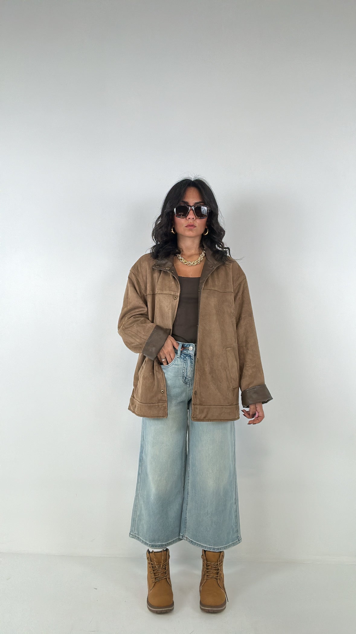 Giubbino IN CAMOSCIO ED ECOPELLE - CAMMELLO