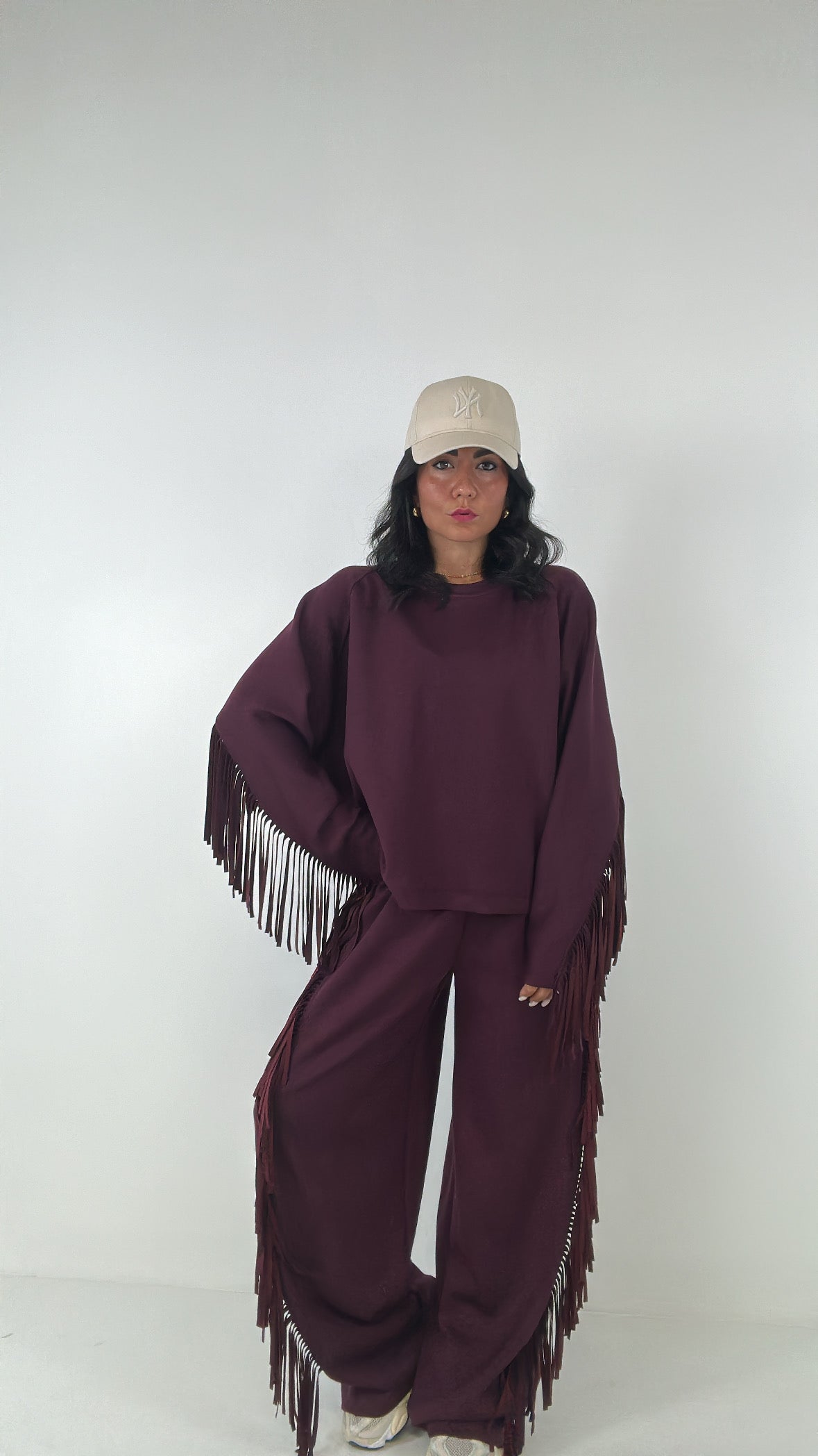 Pantalone LUMINA FRANGE - BORDEAUX