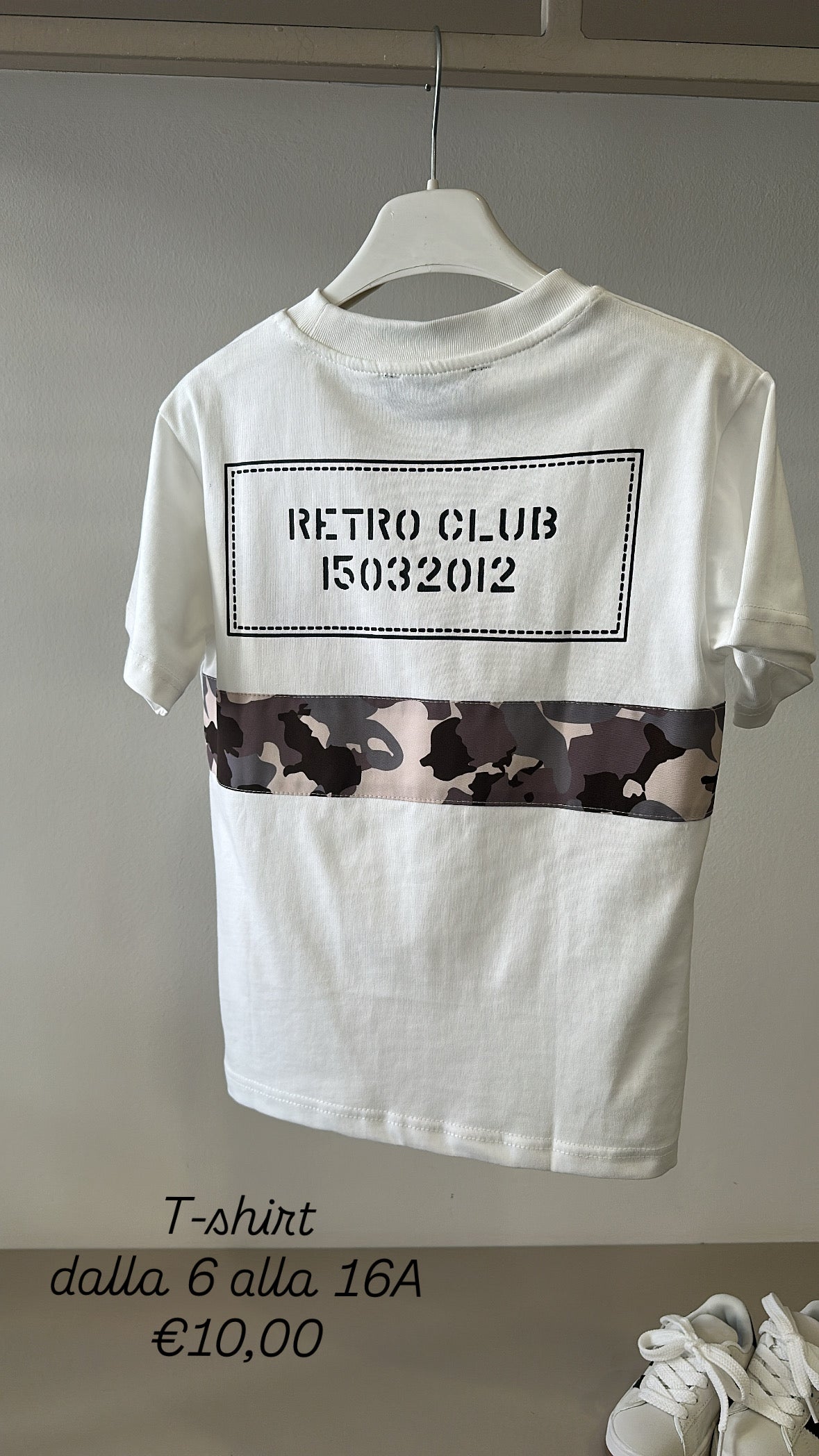 T-shirt RETRO CLUB 6-16A - BIANCO
