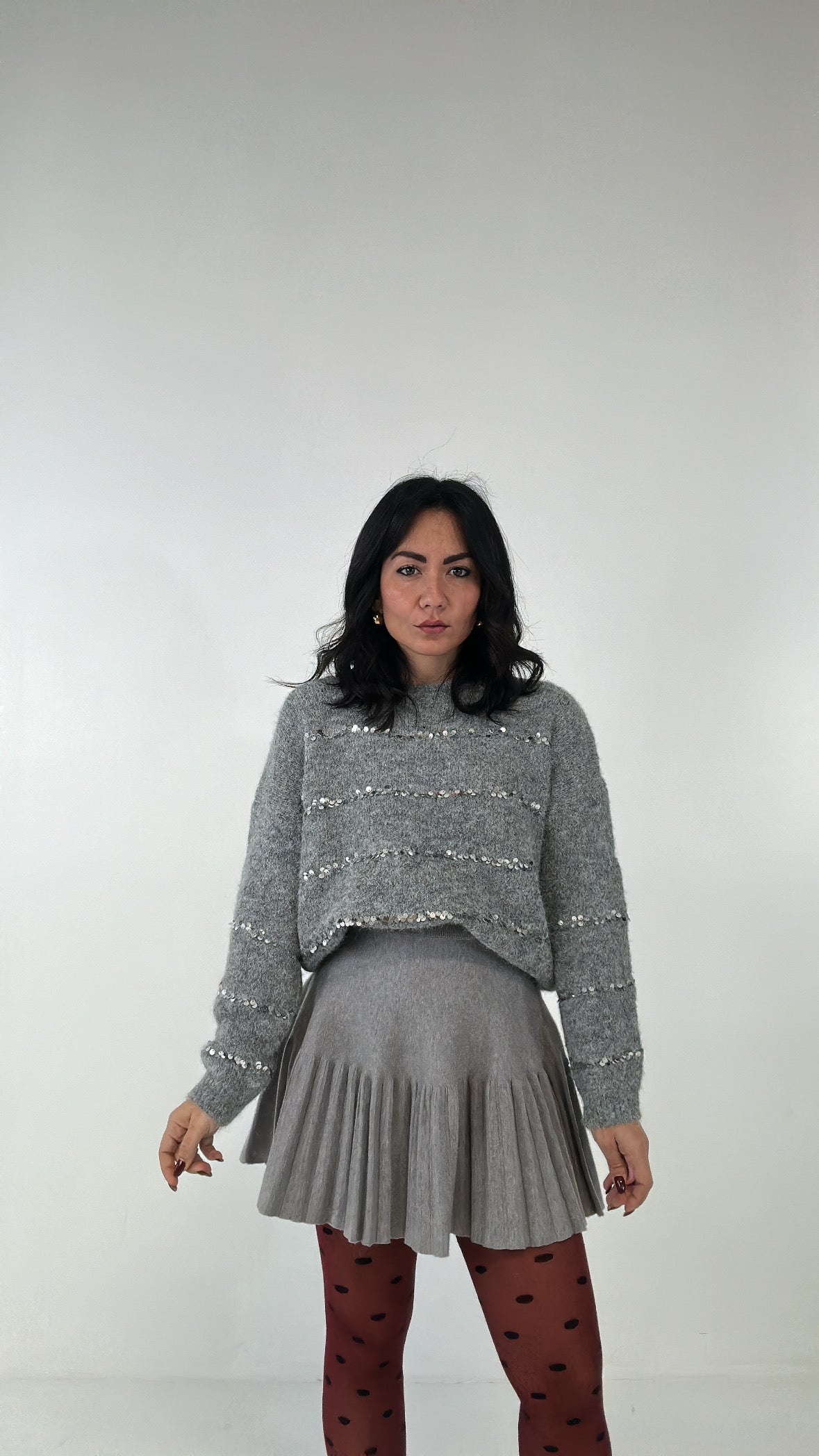 Gonna IN MAGLIA PLISSE' - GRIGIO