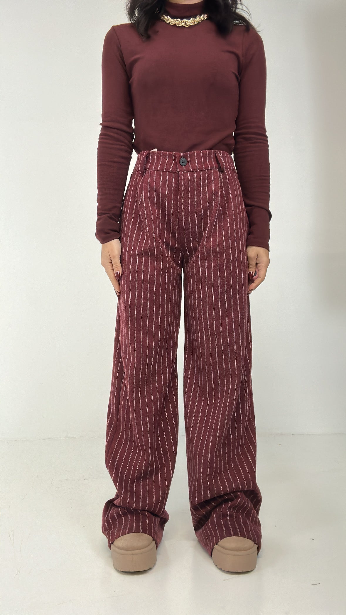 Pantalone IN PANNO GESSATO - BORDEAUX