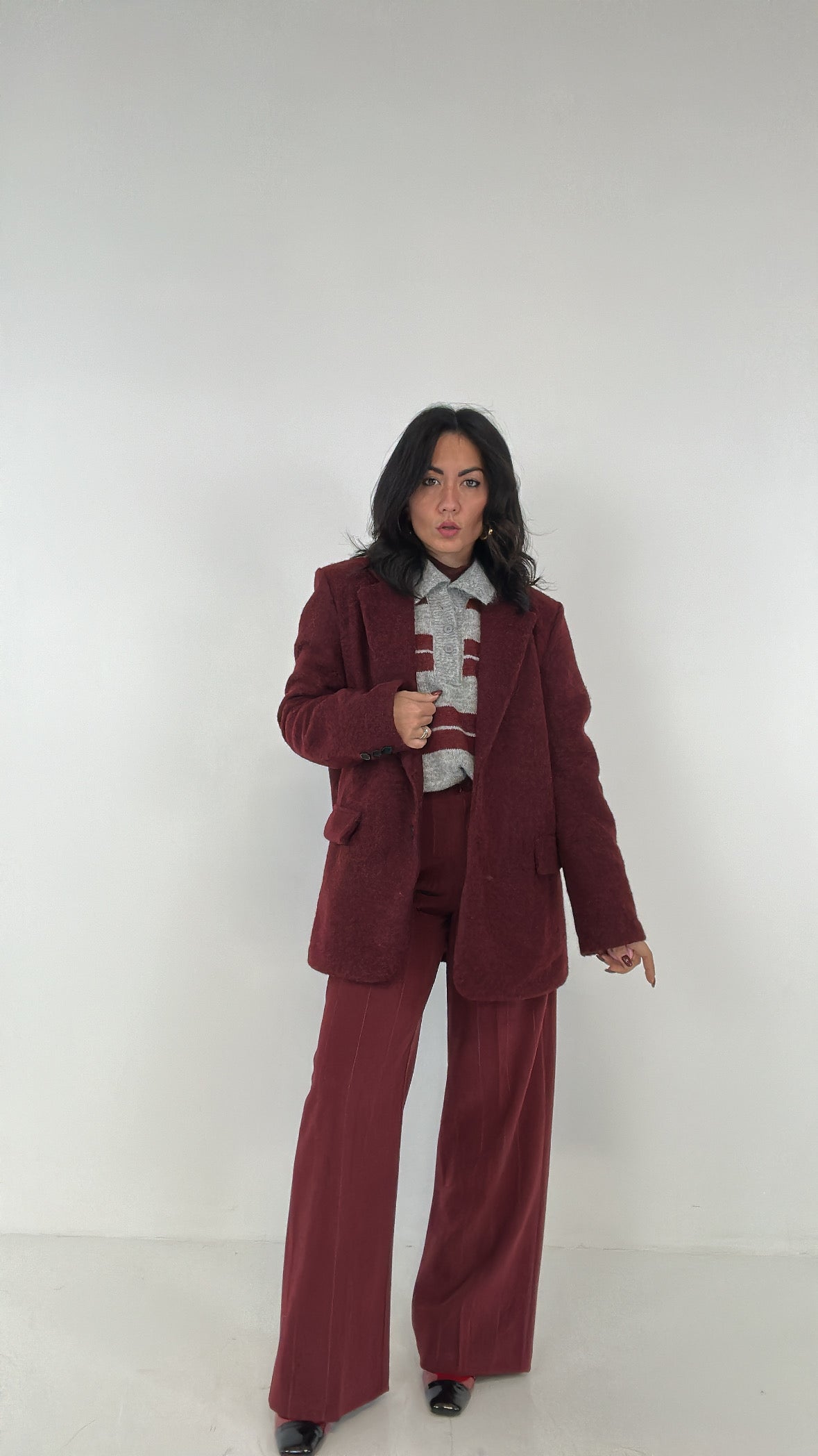 Pantalone GESSATO IN PANNO - BORDEAUX