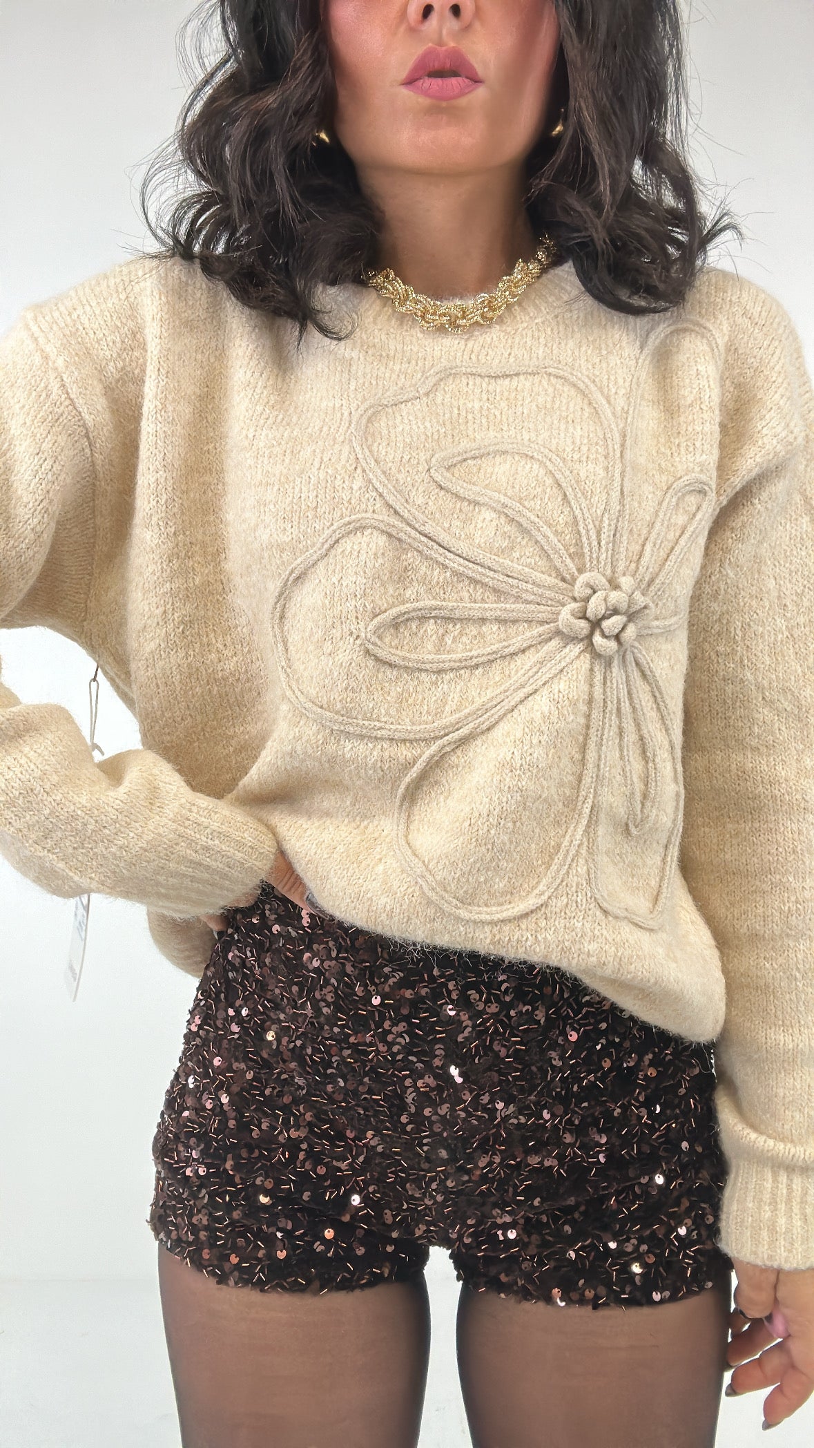 Shorts MICRO-PAILLETTES - MARRONE