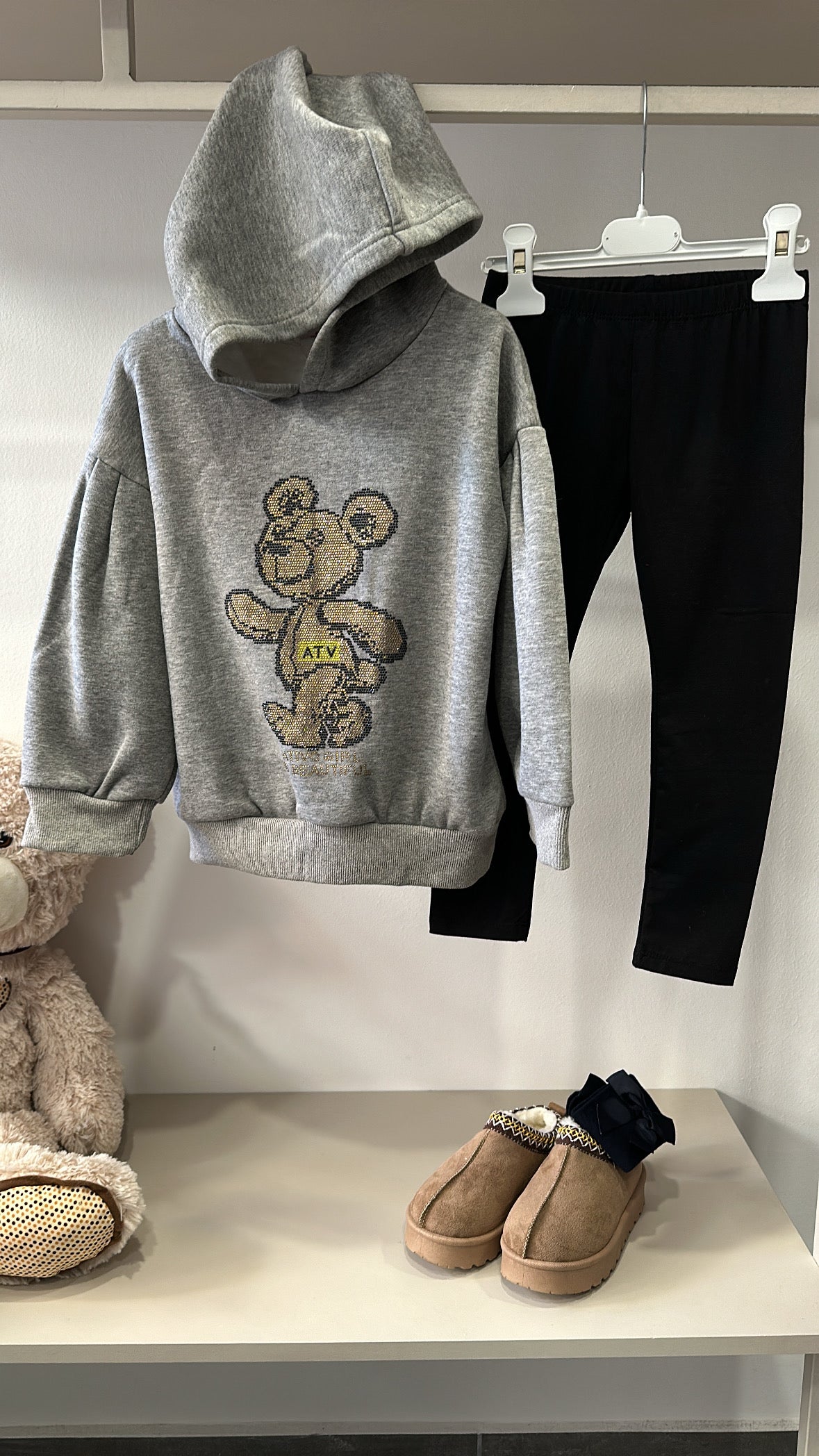 Felpa ORSO STRASS 4-14A - GRIGIO
