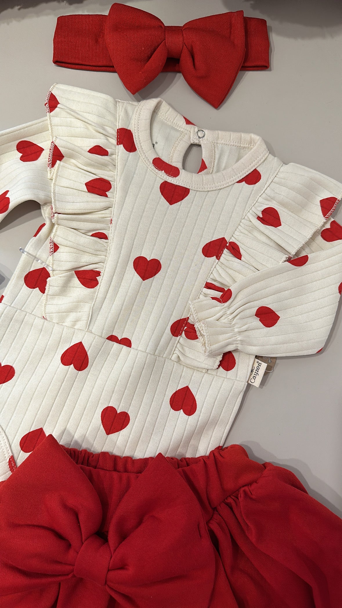 Completo CUORI 3-12M - ROSSO