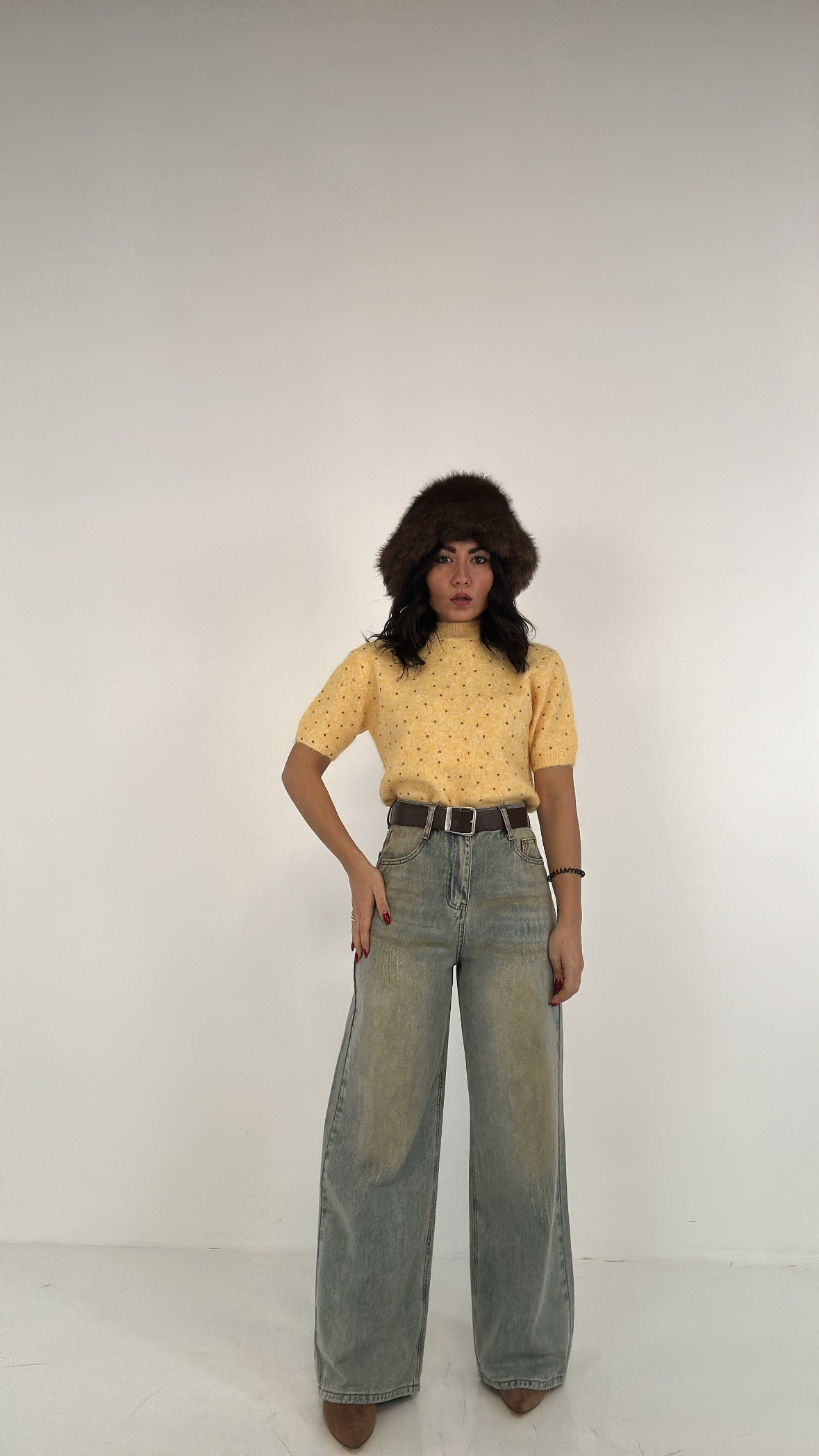 Pull MEZZA MANICA BRILLANTINI - GIALLO