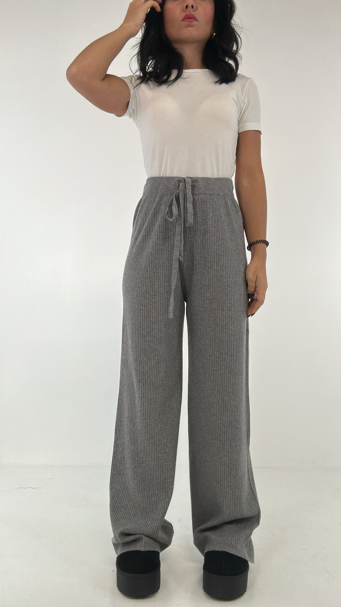 Pantalone IN MAGLIA COSTINE - GRIGIO