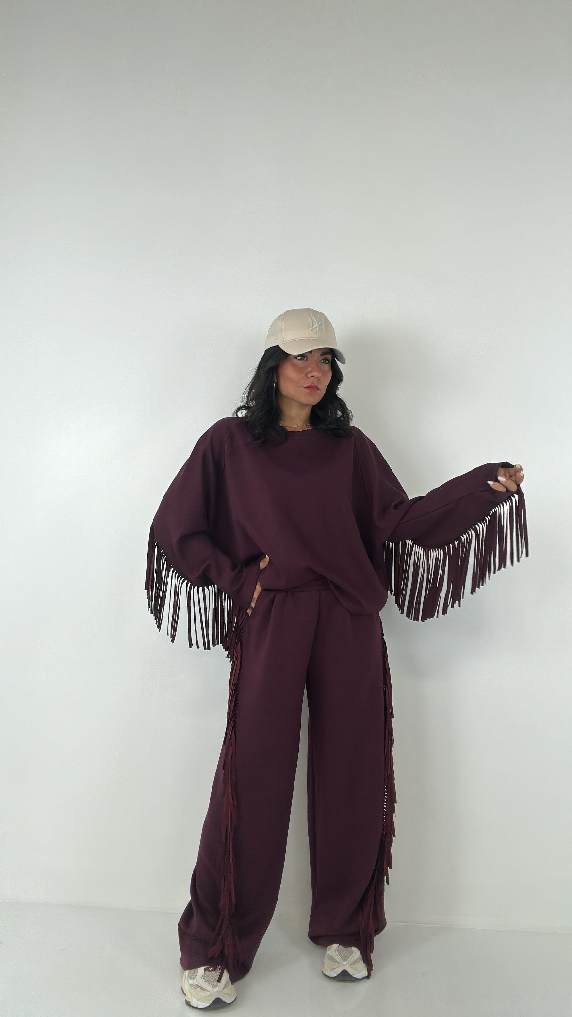 Pantalone LUMINA FRANGE - BORDEAUX