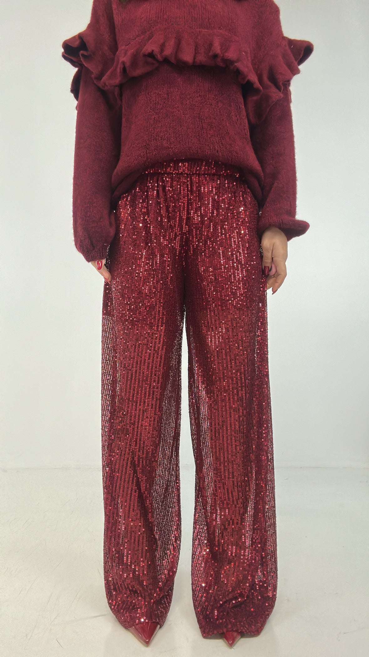 Pantalone MICRO PAILLETTES - BORDEAUX