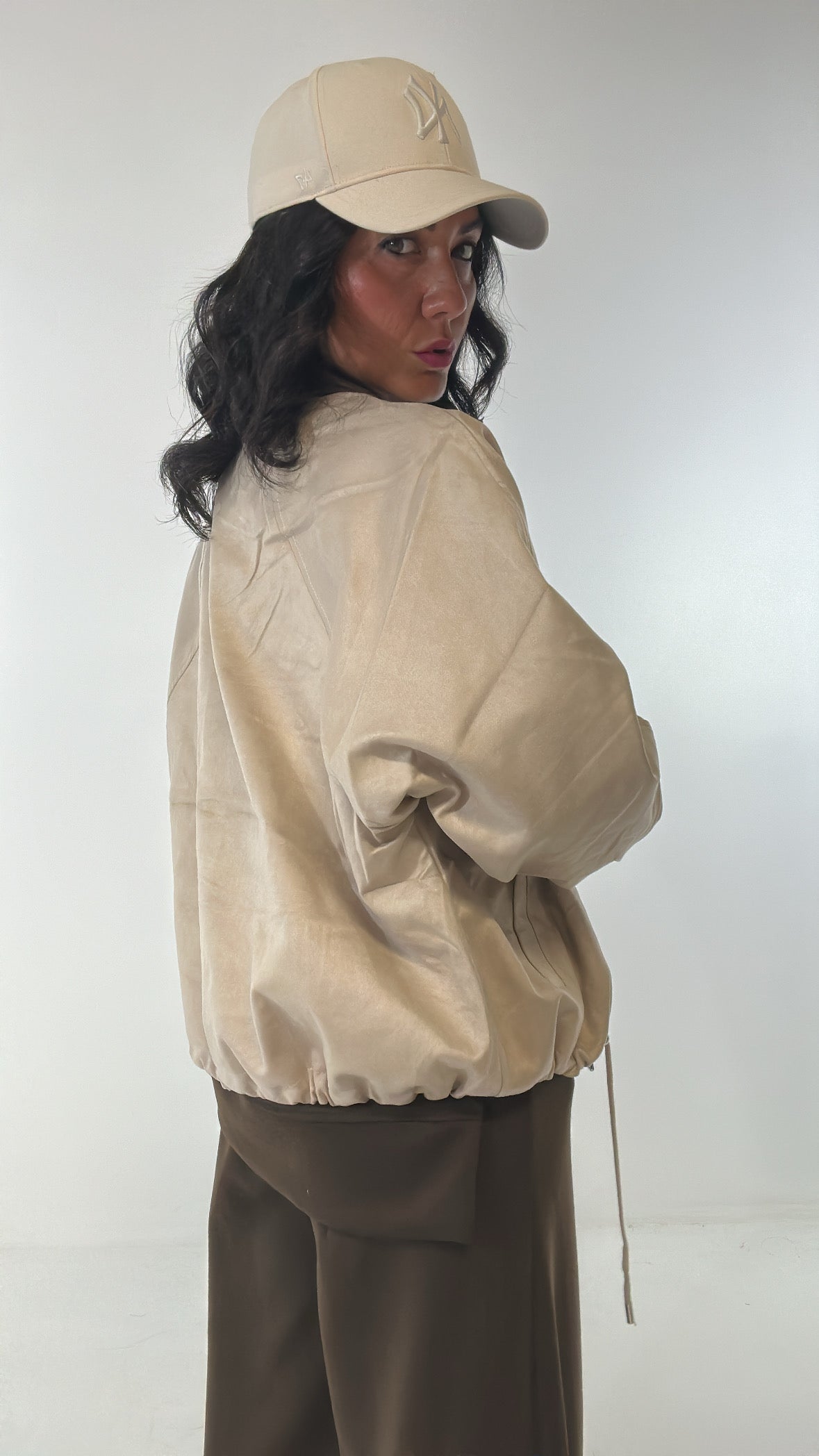 Bomber COLLETTO IN CAMOSCIO - BEIGE