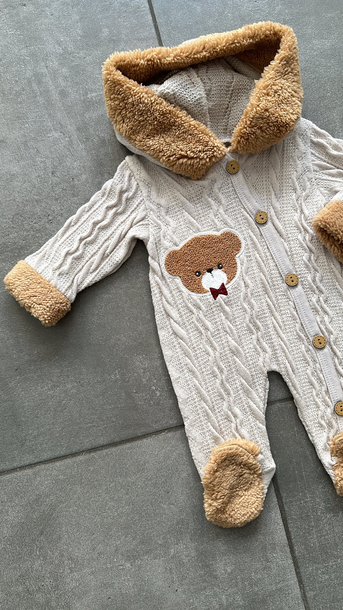 Tutina ORSO PELLUCIOSA 3-9M - BEIGE
