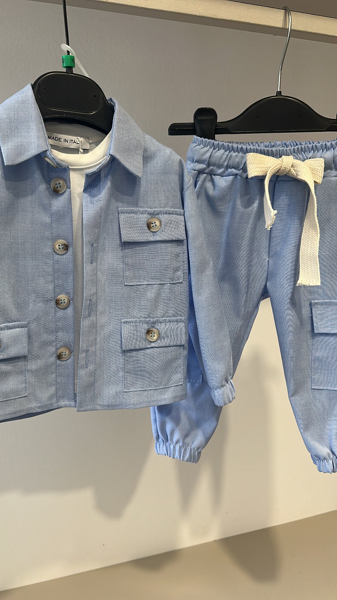 Completo IN LINO 12-36M - AZZURRO