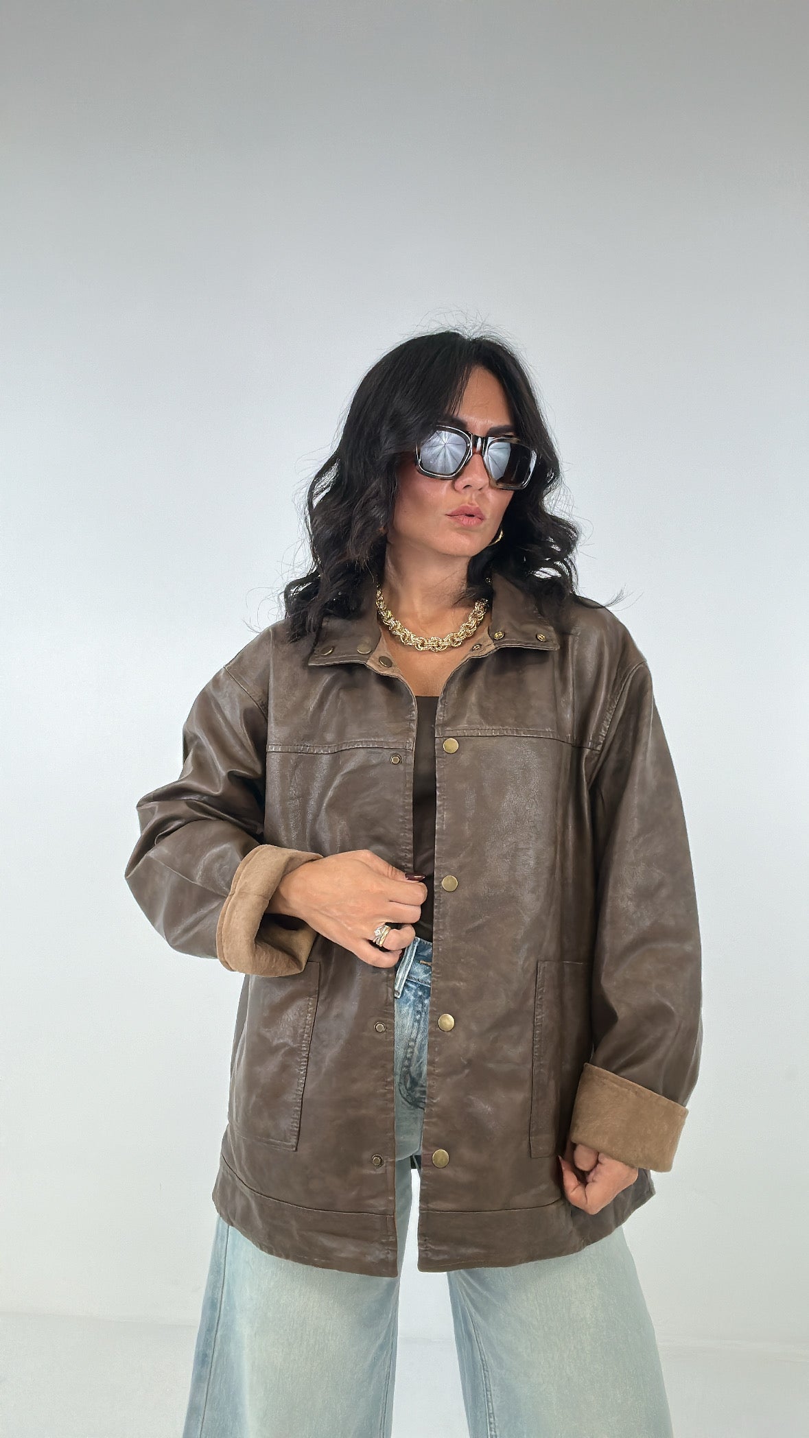 Giubbino IN CAMOSCIO ED ECOPELLE - CAMMELLO