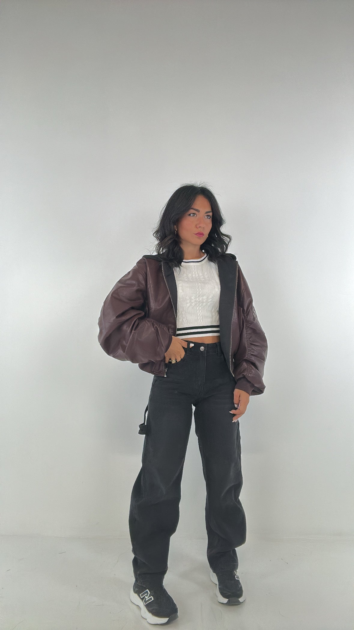 Bomber ECOPELLE CON CAPPUCCIO - BORDEAUX