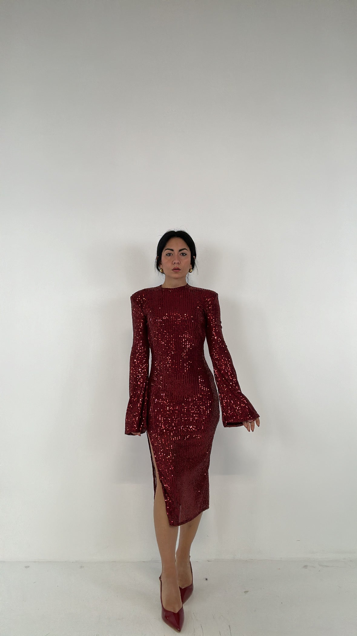 Abito PAILLETTES SCOLLO DIETRO - BORDEAUX