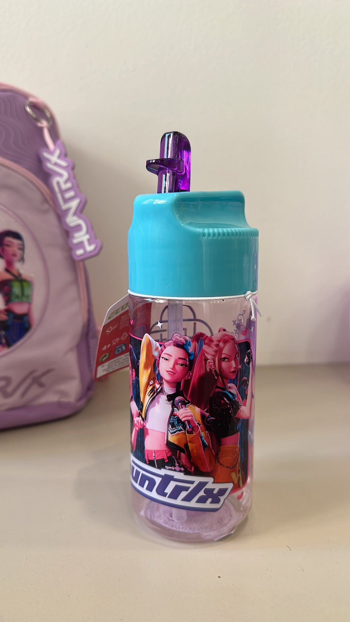 Borraccia IN PLASTICA CON CANNUCCIA K-POP - VIOLA