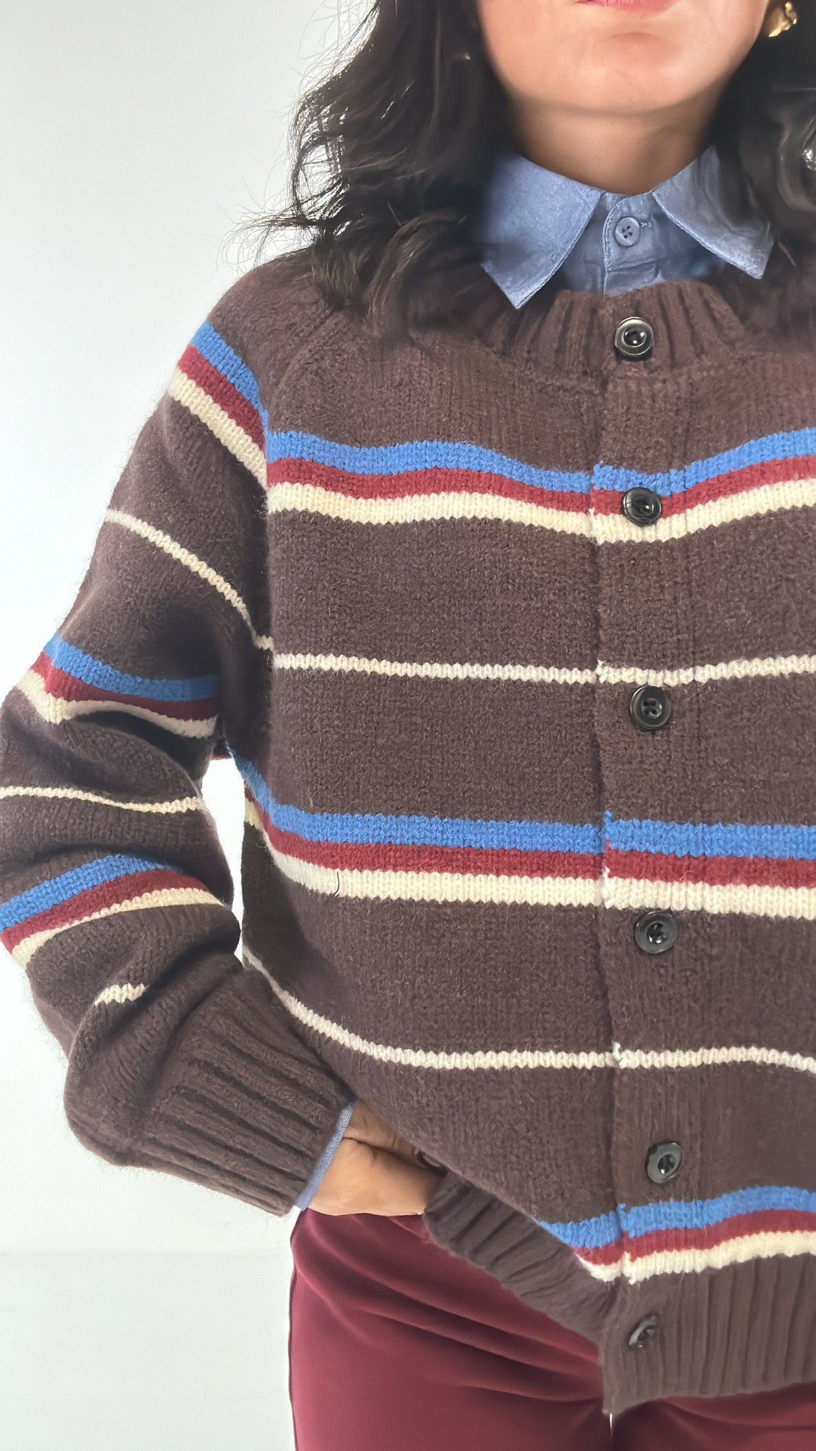 Cardigan RIGHE SOTTILI - MARRONE