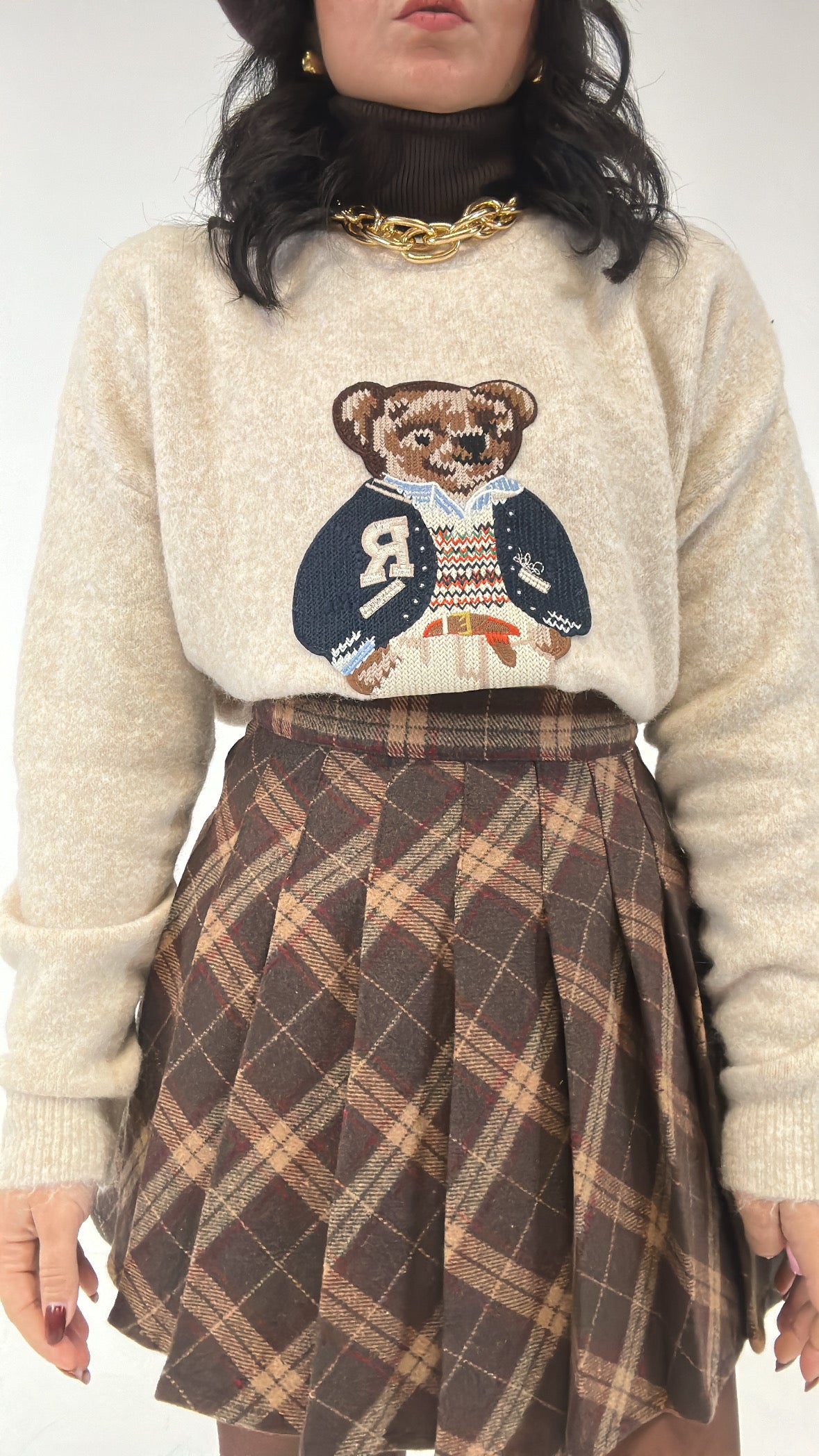 Gonna IN PANNO QUADRI - MARRONE