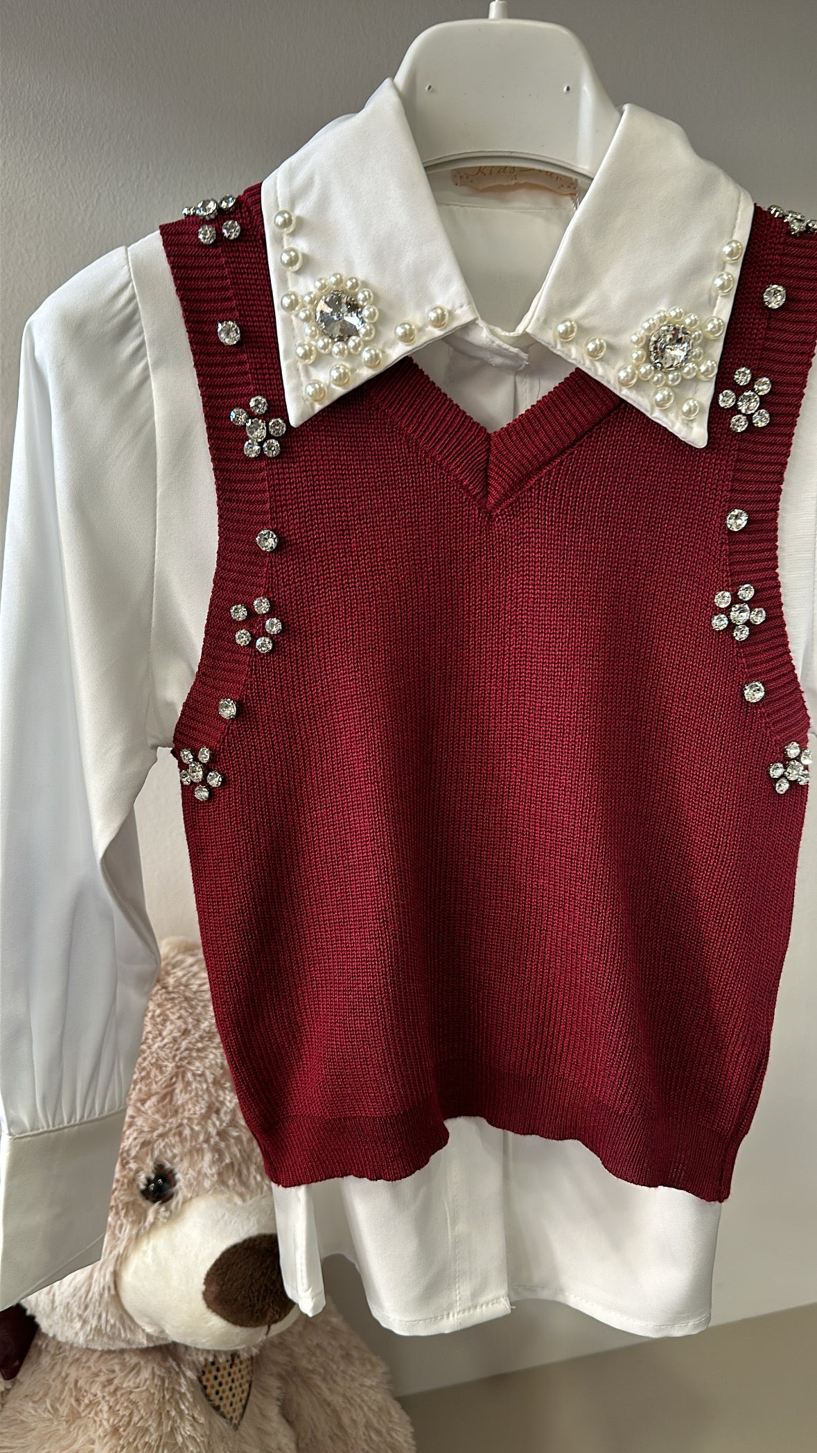Camicia CON GILET 4-14A - BORDEAUX