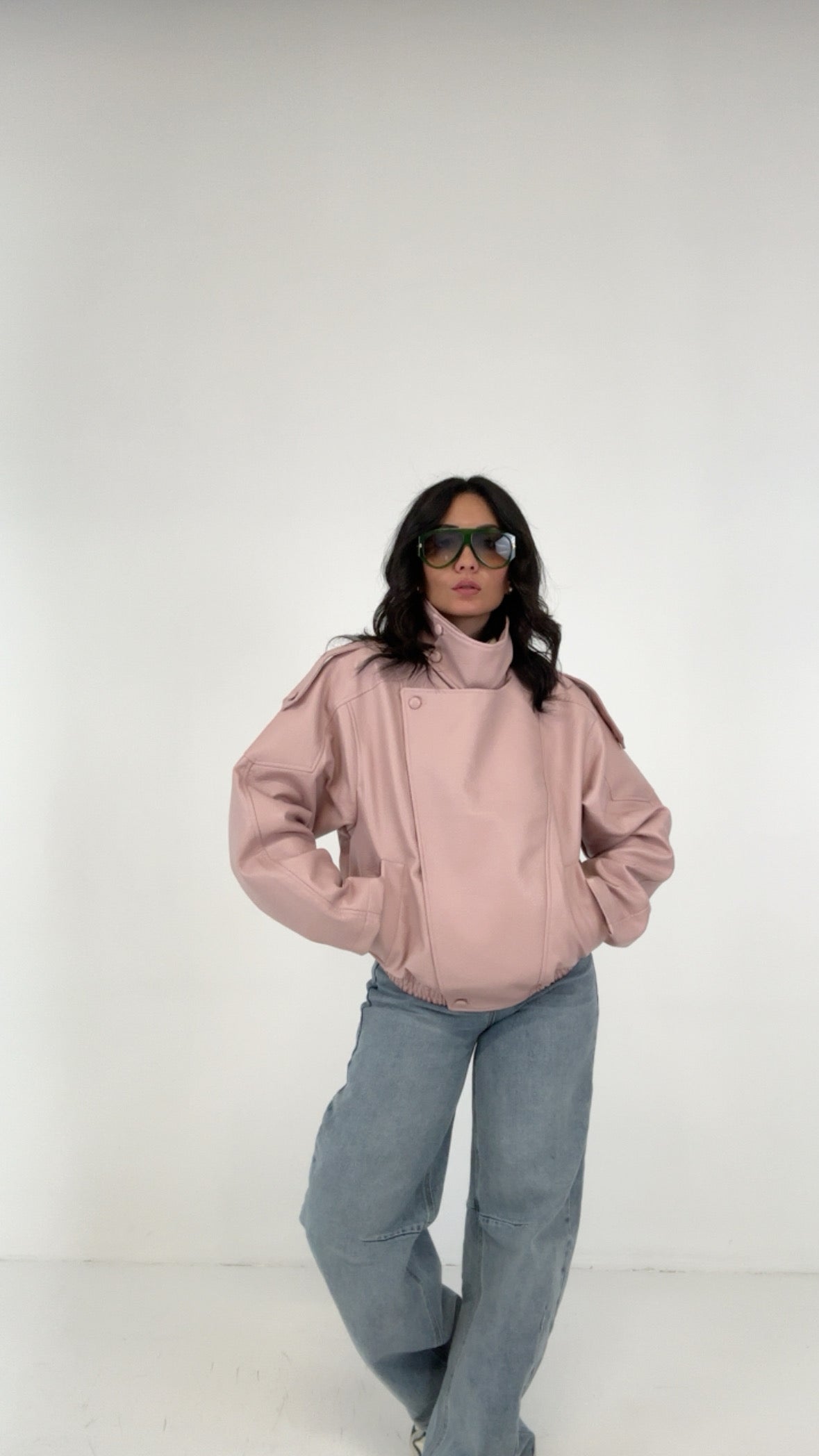 Giubbino ECOPELLE COLLO E BOTTONI - ROSA