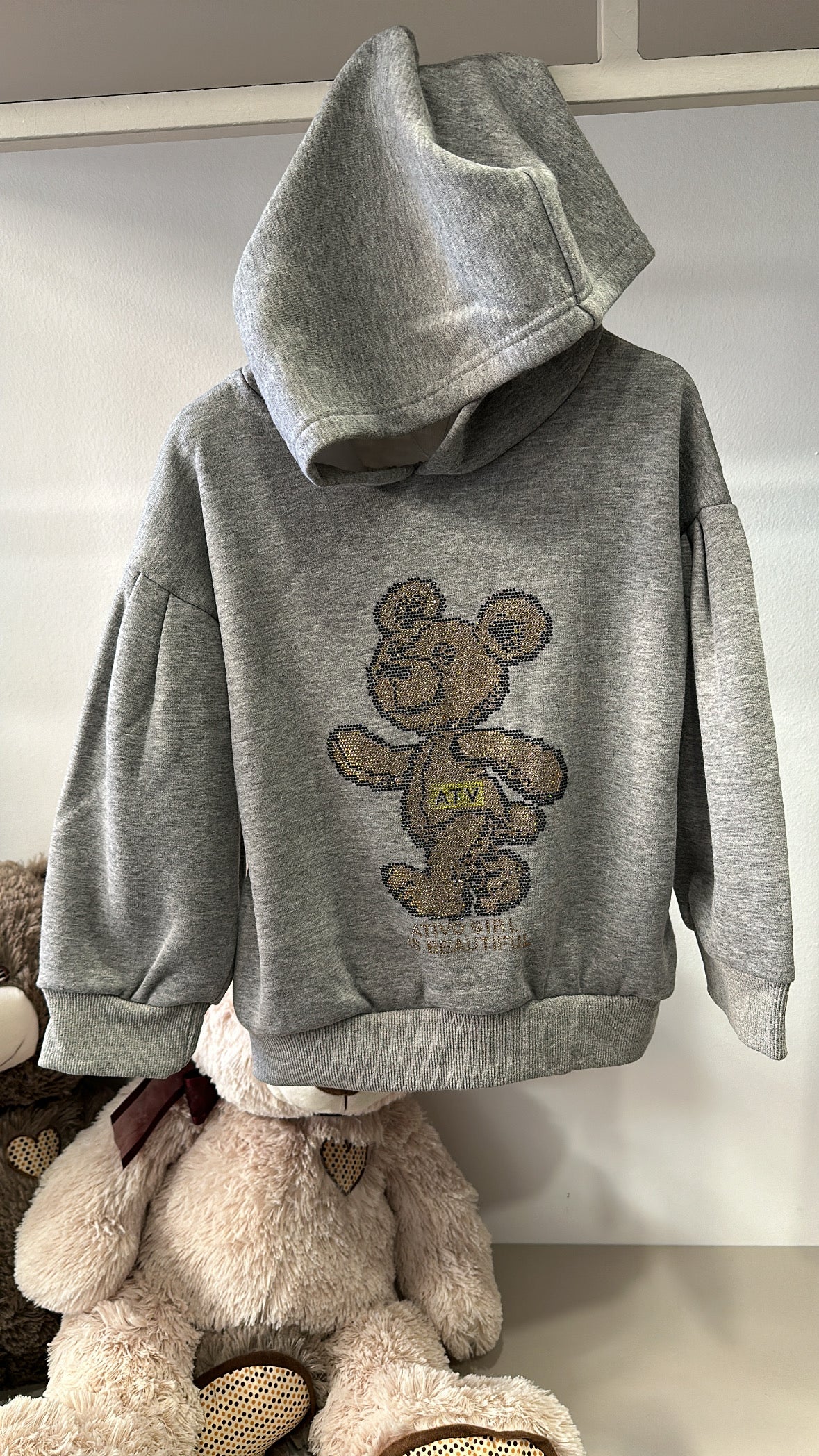 Felpa ORSO STRASS 4-14A - GRIGIO