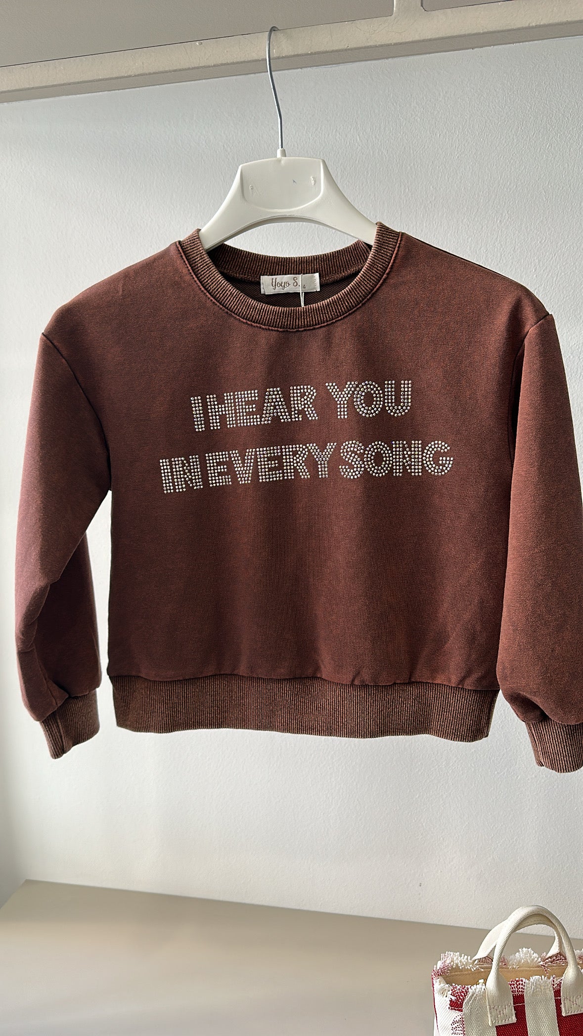 Felpa IHEAR YOU 4-14A - MARRONE
