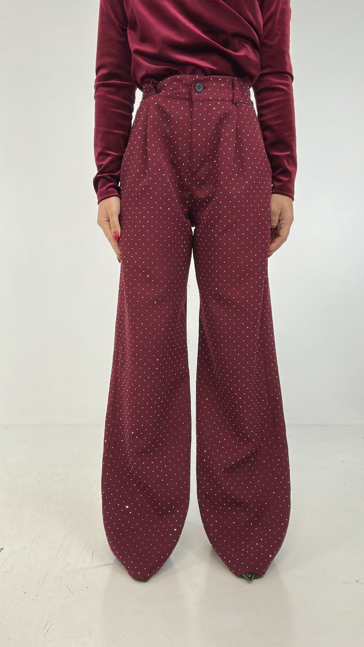 Pantalone PALAZZO BRILLANTINI - BORDEAUX