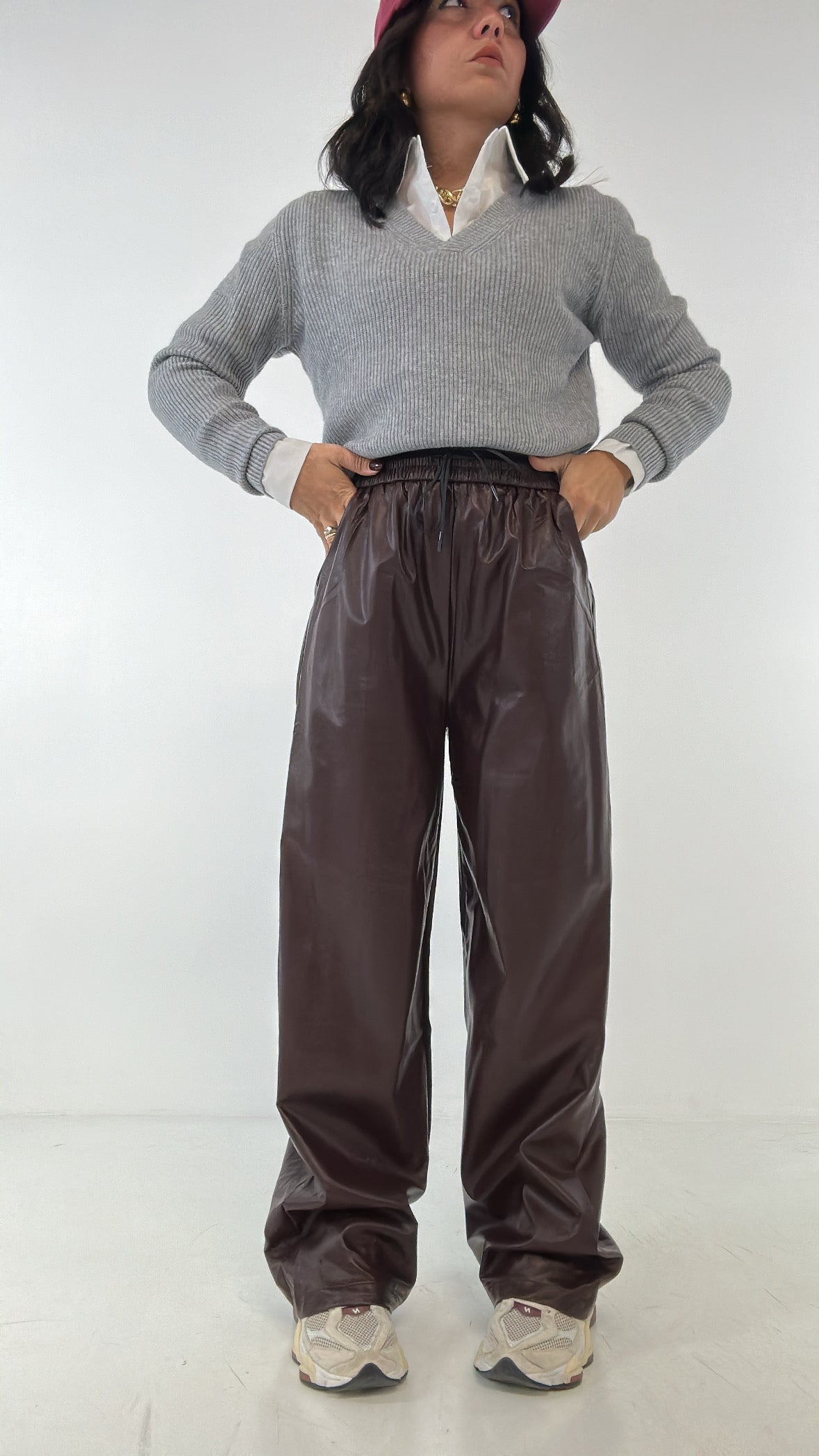 Pantalone LACCIO ECOPELLE - BORDEAUX