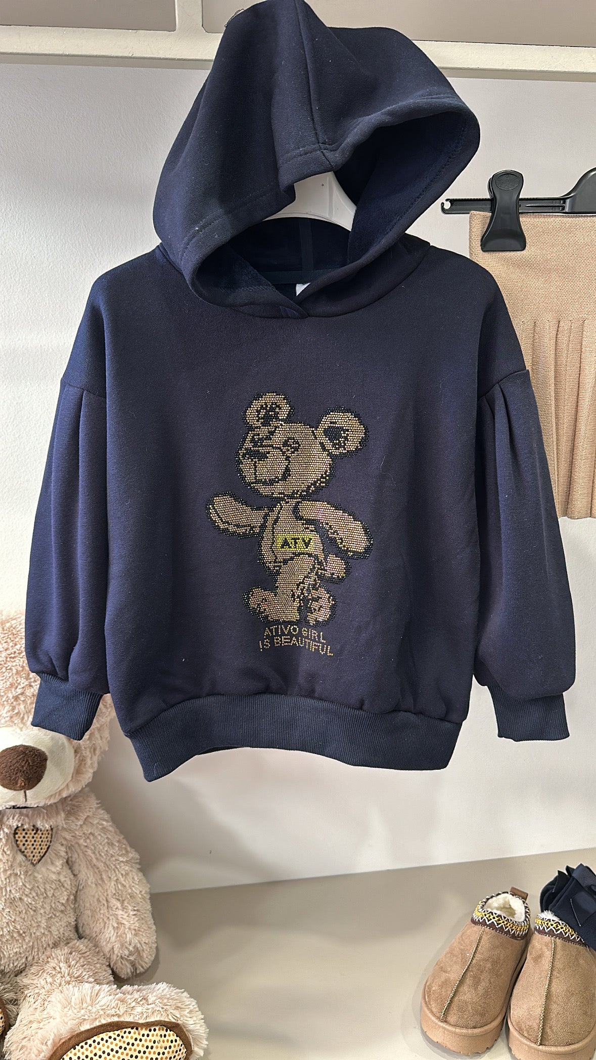 Felpa ORSO STRASS 4-14A - BLU