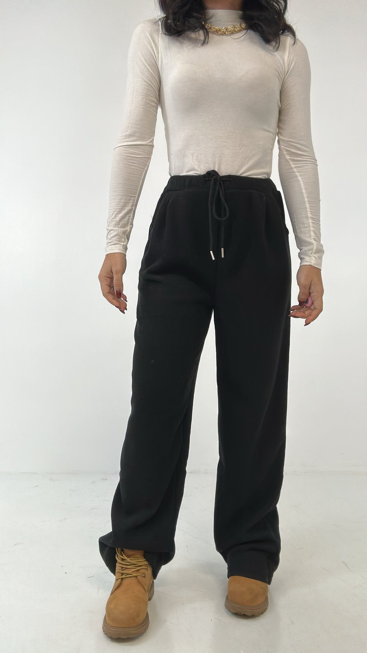 Pantalone PALAZZO VELLUTO - NERO