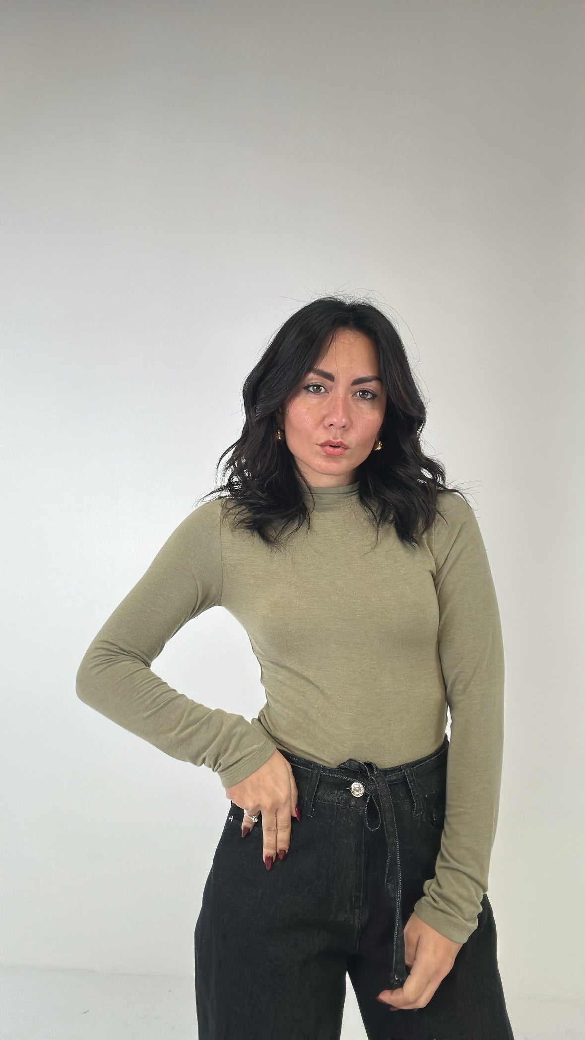 Maglia CON COLLO MANICA LUNGA - VERDE MILITARE